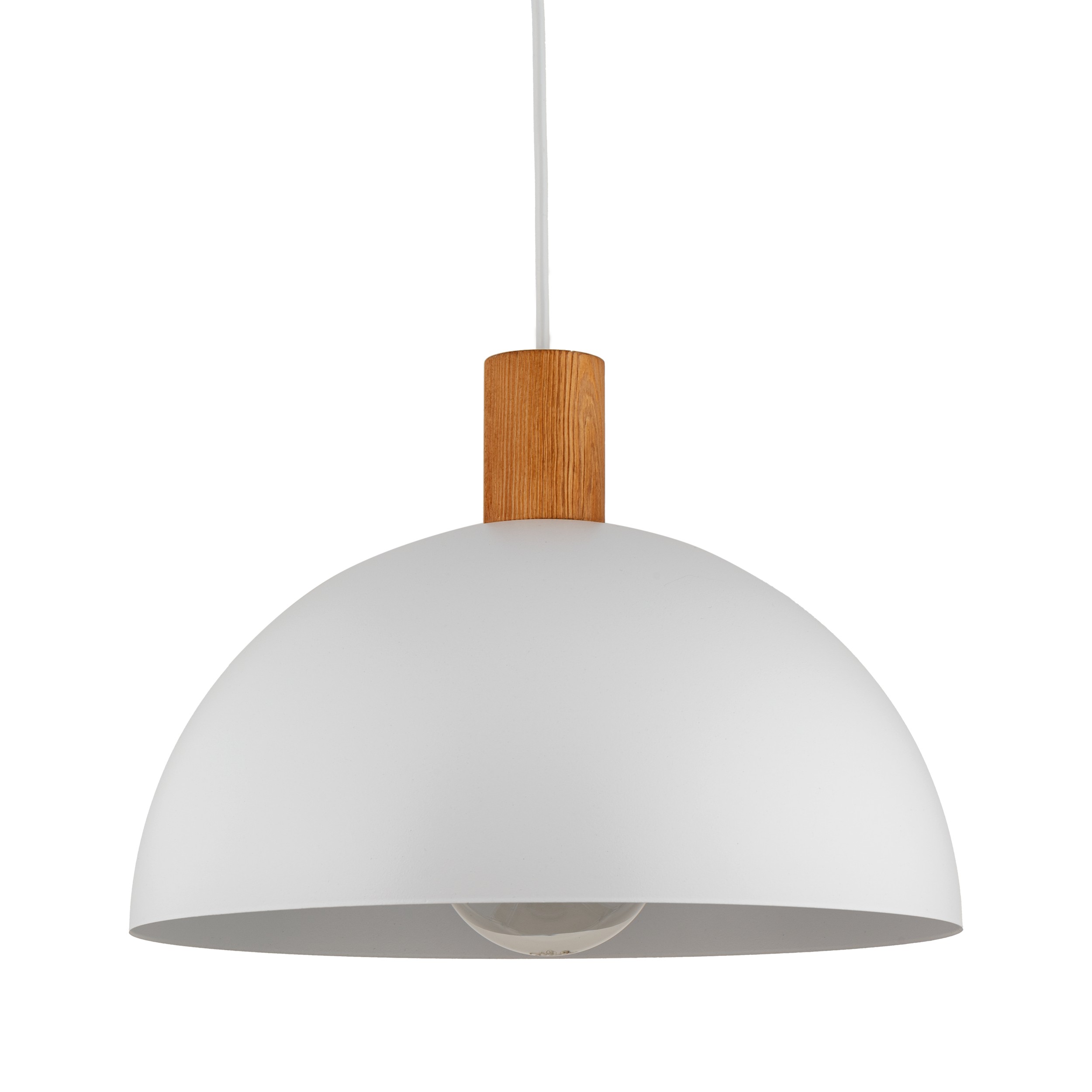 Lampa wisząca OSLO biała z drewnianym elementem okrągła 170x33cm - TK_4851