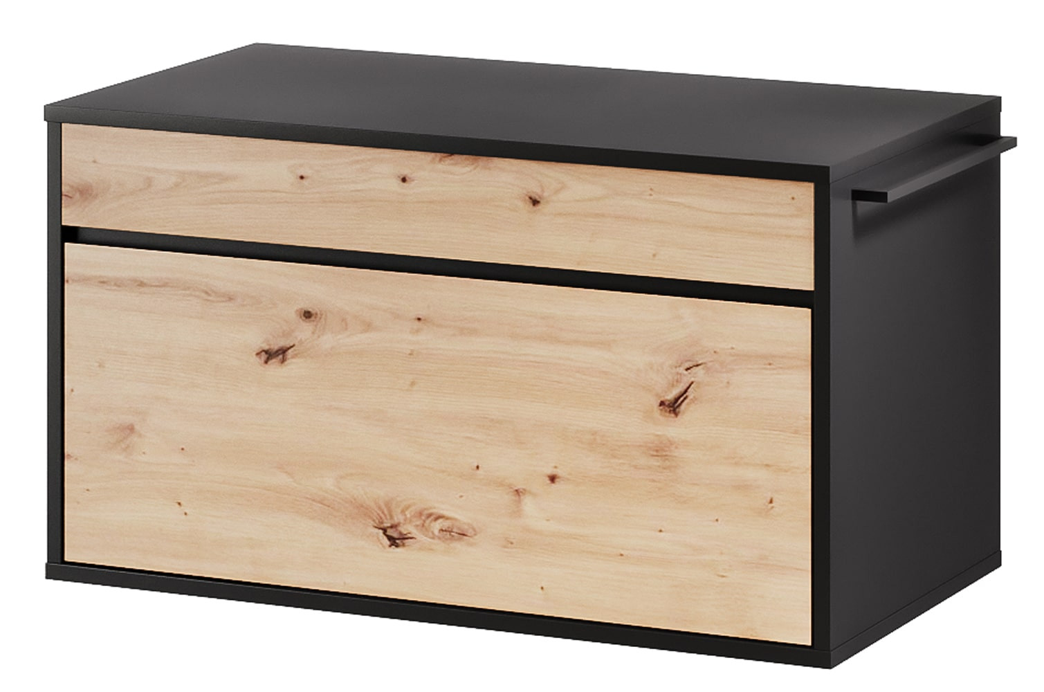 Szafka wisząca MOSSA 58 pod umywalkę 80cm z szufladą i uchwytem na ręcznik dąb artisan/czarny - WG-100-1832