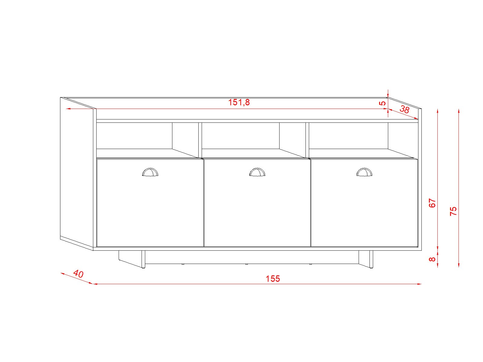 Komoda CUP BIAŁY/BIAŁY MAT - SBC155X00WMWM00072