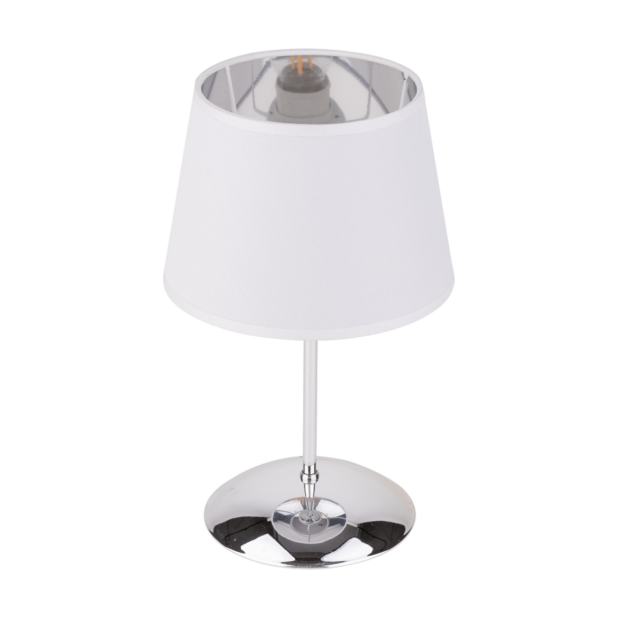 Lampka nocna GLORY chromowana z białym abażurem 33x20cm - TK_5495