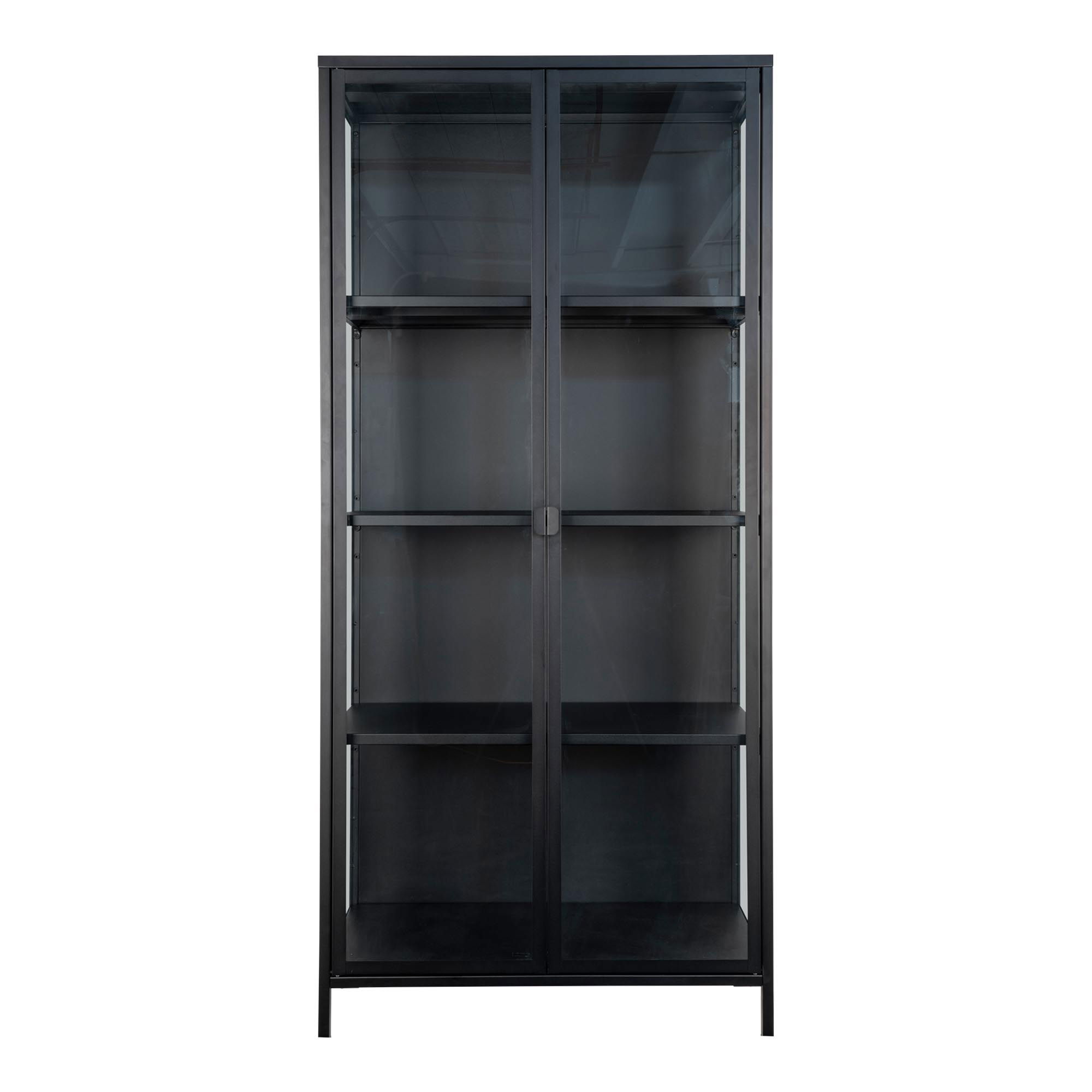 Witryna 2-drzwiowa BRISBANE przeszklone boki 80x35x175 cm - czarna - 3001040