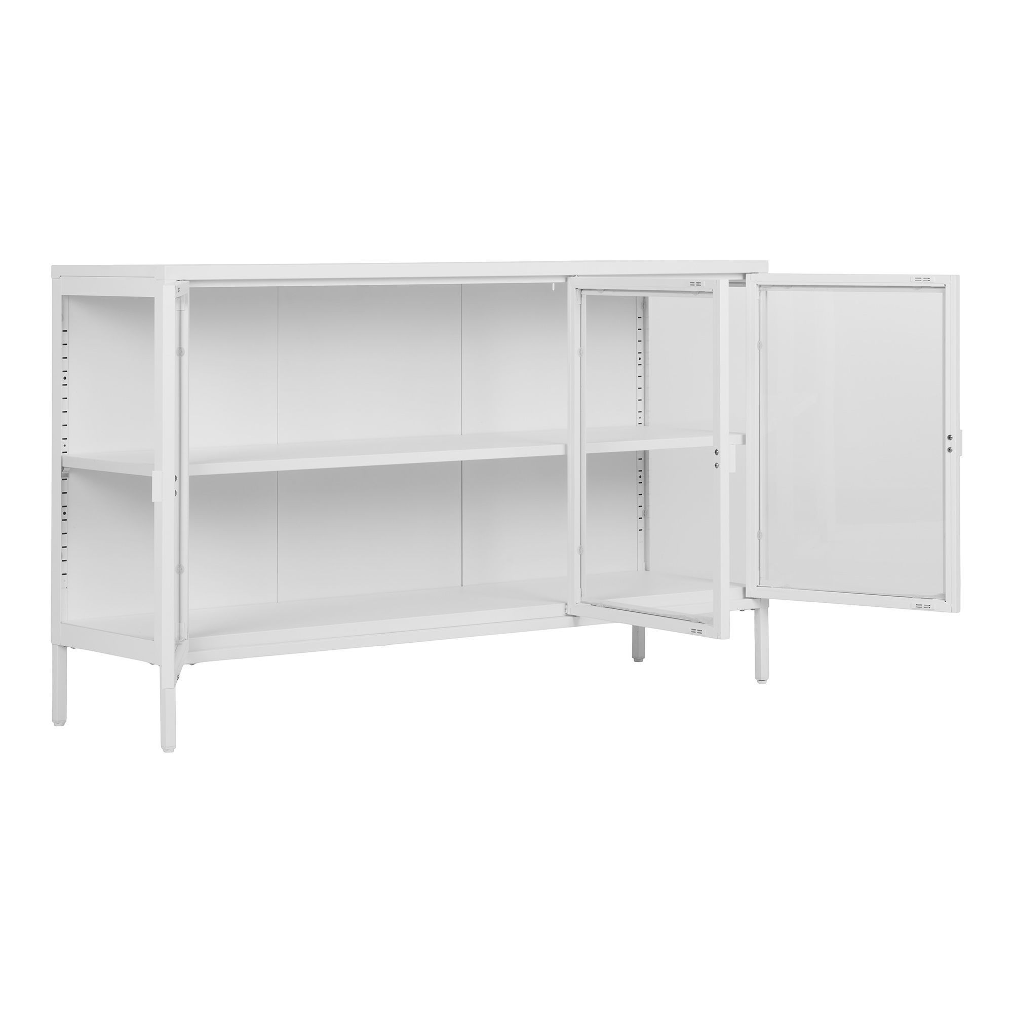 Kredens 3-drzwiowy BRISBANE przeszklone boki stalowy 140x40x85 cm - biały - 3001051