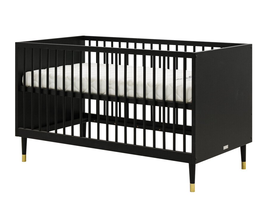 Łóżeczko niemowlęce 70x140 cm CLEO 6 regulacja wysokości- czarny, złoty - BAN_CLE-6