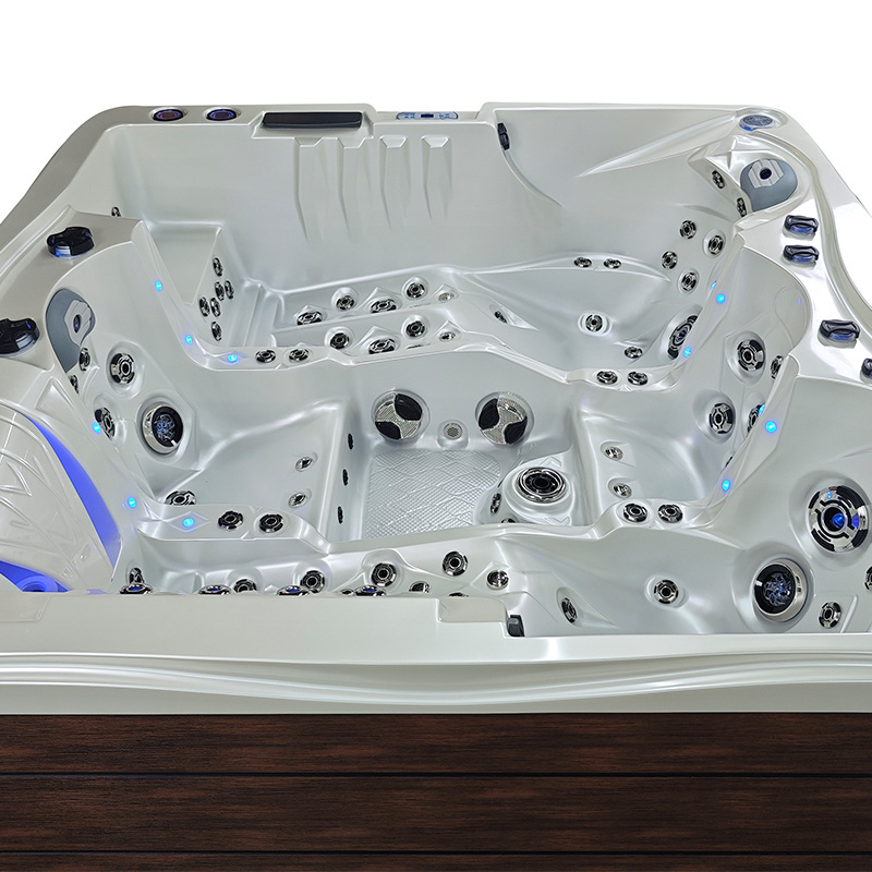 Jacuzzi ogrodowe 5-os. z hydromasażem SPA-747 210x210 cm biały/brązowy - HS_SPA747-3891