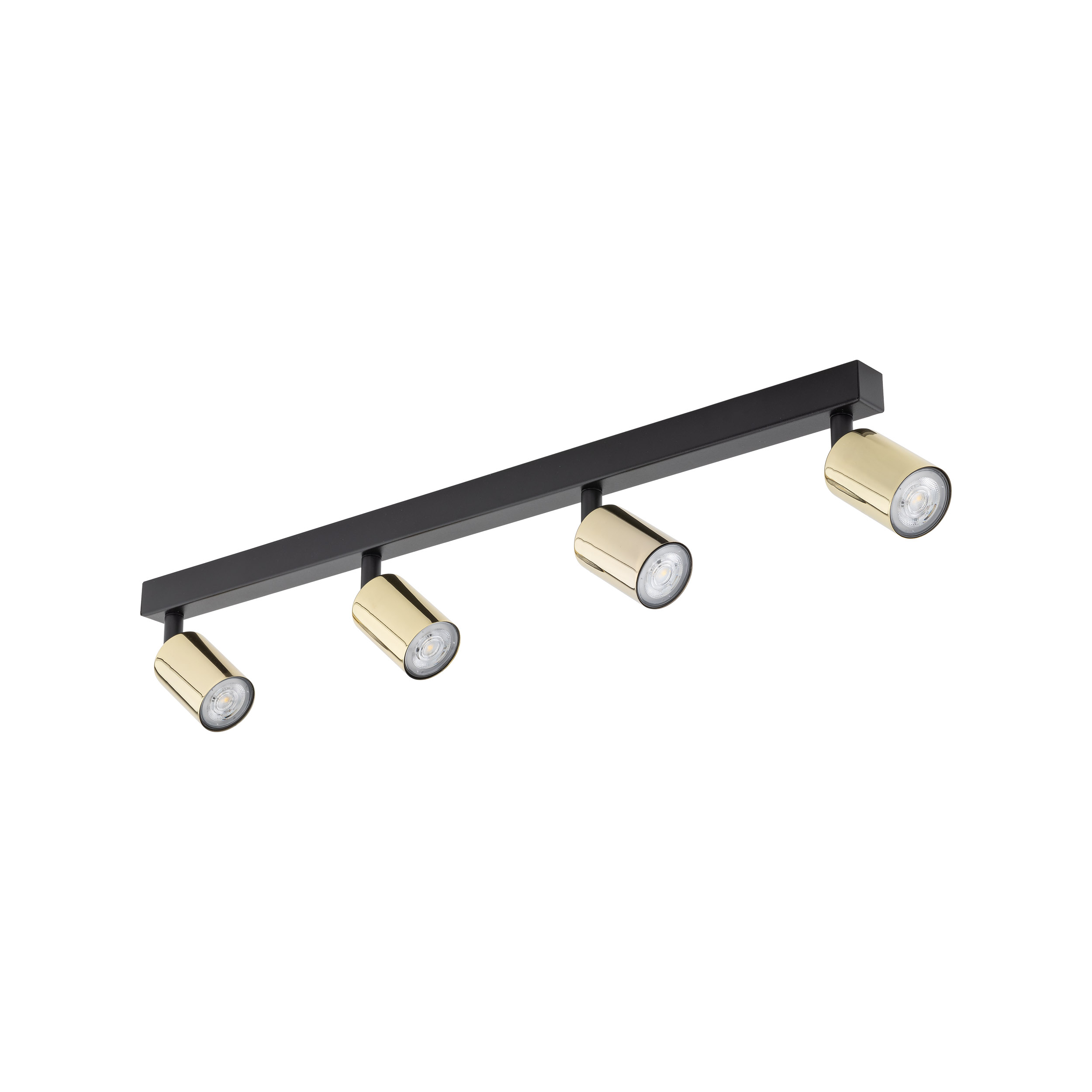 Lampa sufitowa TOP czarna ze złotymi reflektorami regulowanymi 83x19x15cm