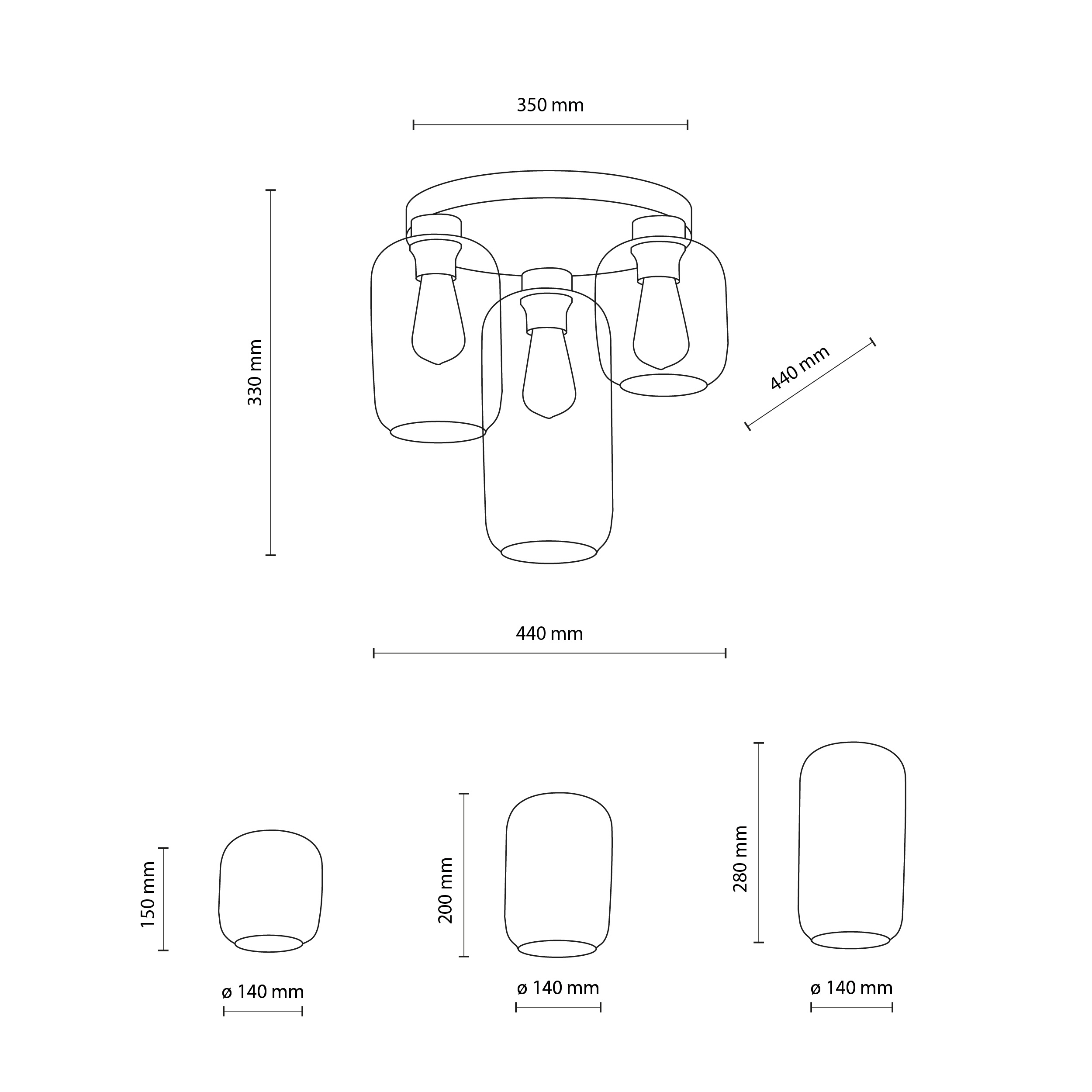 Marco Green Lampa Sufitowa 3 Pł - TK_3318