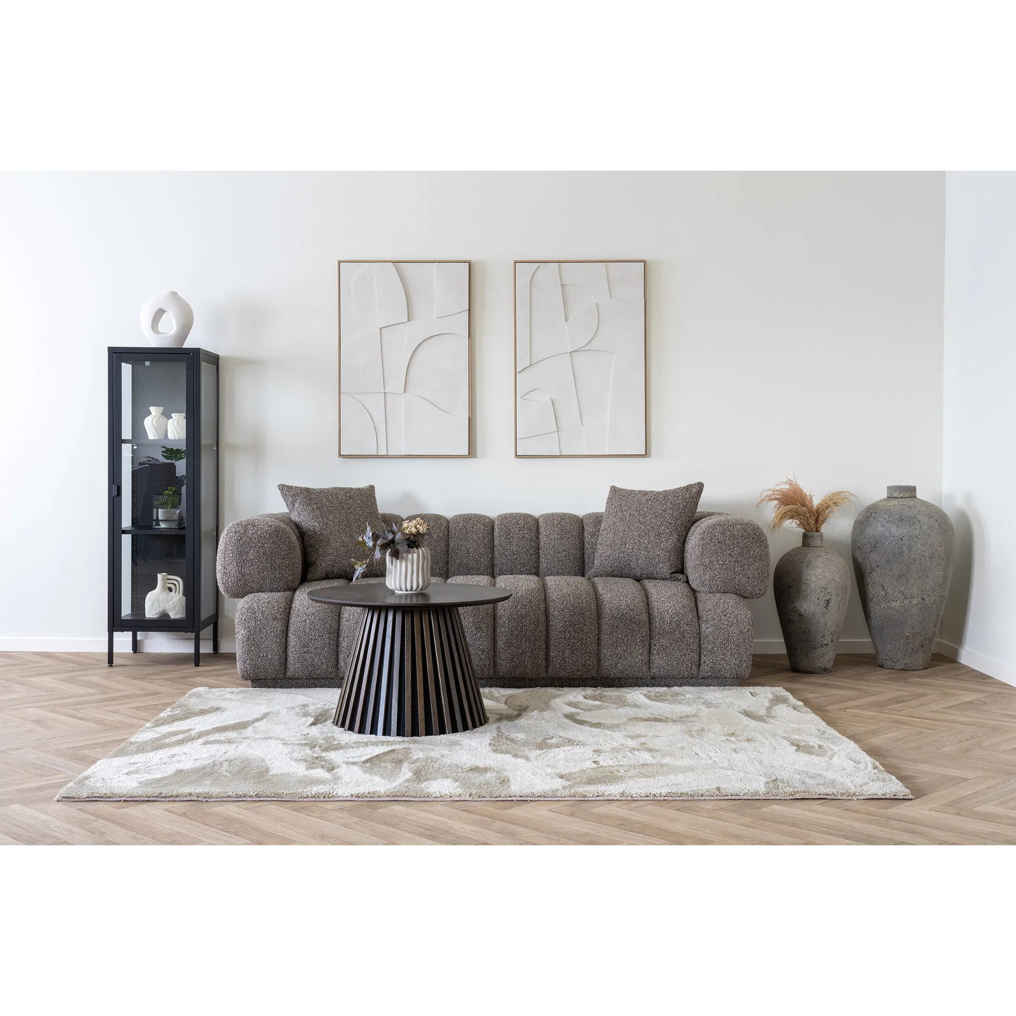 Witryna niska 1-drzwiowa BRISBANE przeszklone boki 40x35x140 cm - czarna - 3003005