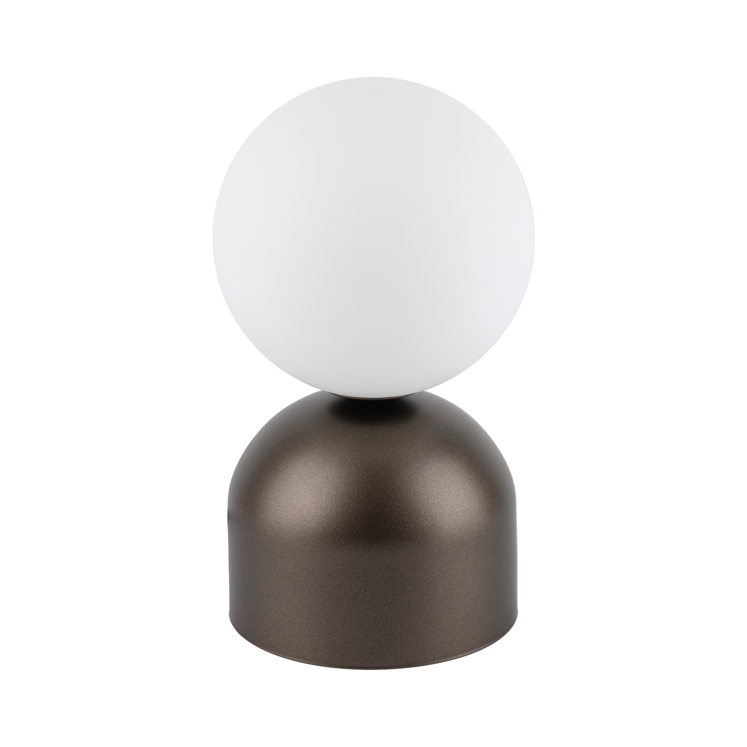Lampka nocna MIKI brązowa z białym okrągłym szklanym kloszem 21x12cm - TK_16043