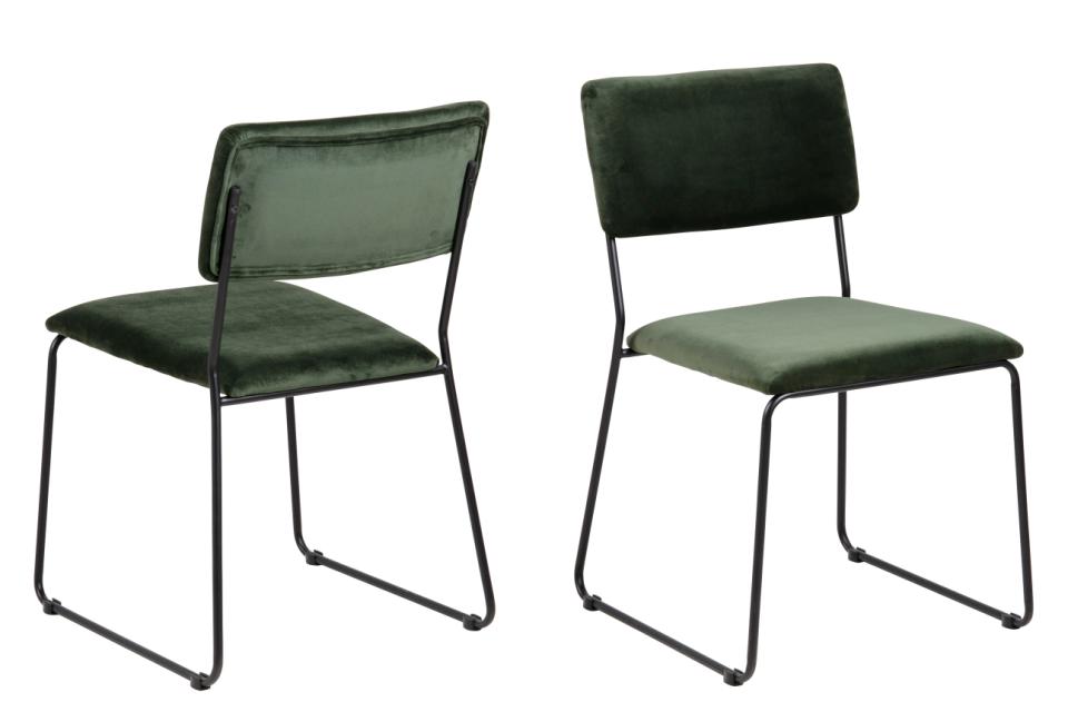 Krzesło Miranda Zestaw 2 szt. Zielony, Czarny