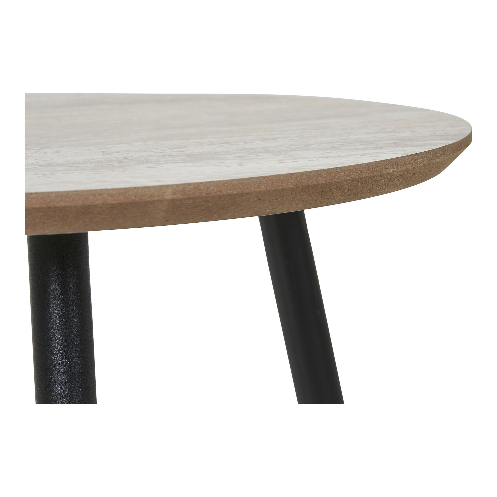 Stolik kawowy AALST okrągły FI 55x55 cm - efekt kamienia, czarny - 2102070
