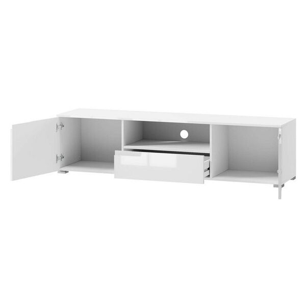 Szafka RTV SELENE 9 dwudrzwiowa z szufladą biały połysk 165x42x39cm - TH-100-0350