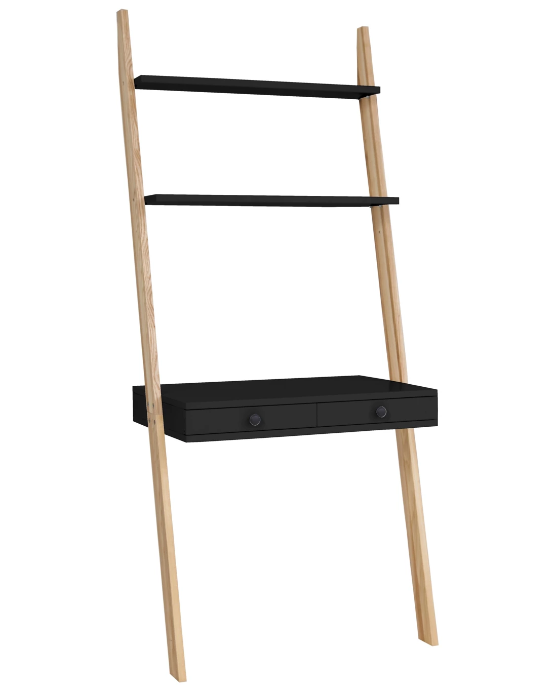 Biurko drabinowe z 2 szufladami LENO 79x183cm czarny naturalny