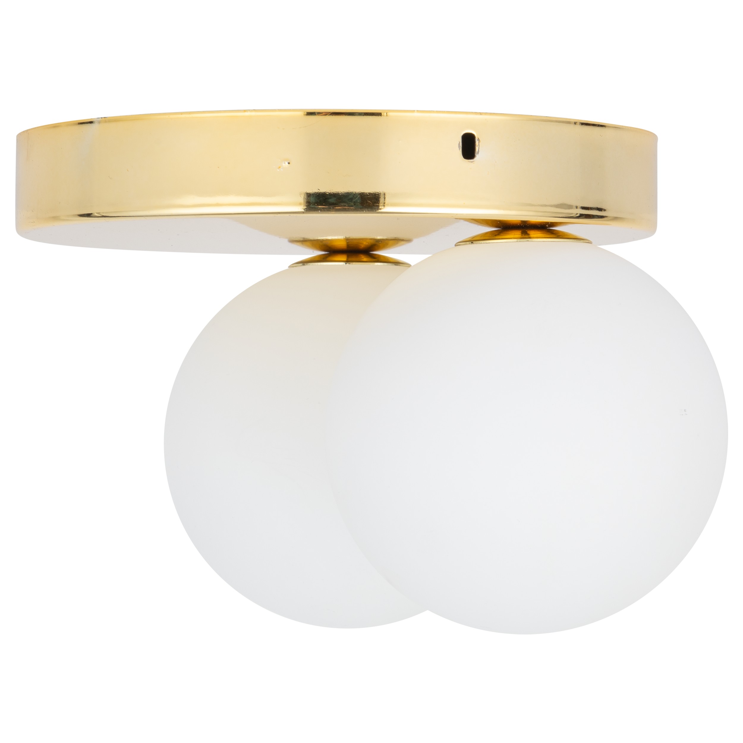 Lampa sufitowa BIANCA złota z białym okrągłym szklanym kloszem 16x15x12cm - TK_4695