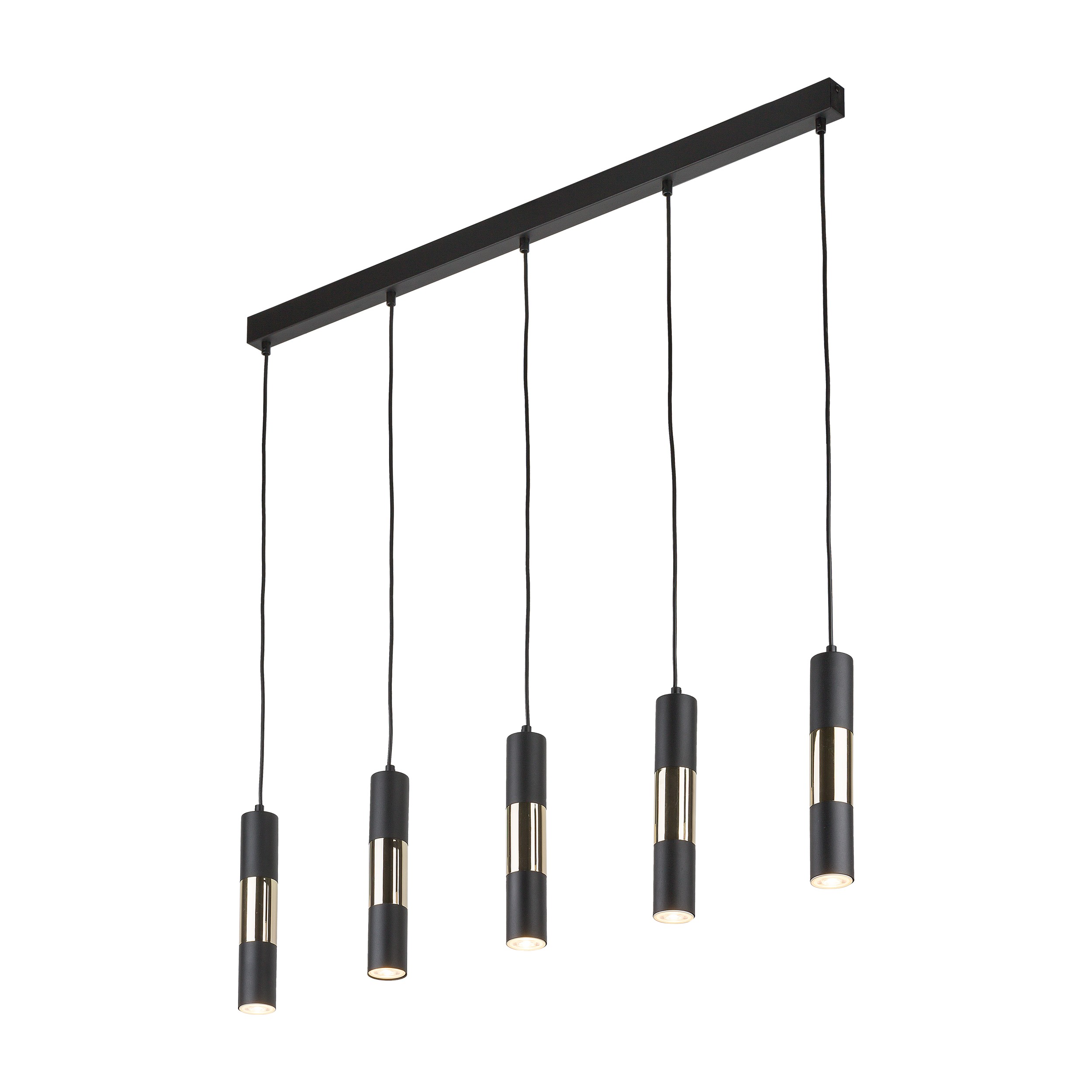 Lampa wisząca VIVIEN czarna na listwie ze złotymi elementami 137x100x5cm - TK_4758