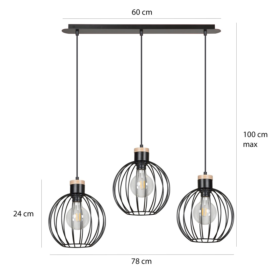 Lampa wisząca BARBADO Czarny 754/3 - 754/3