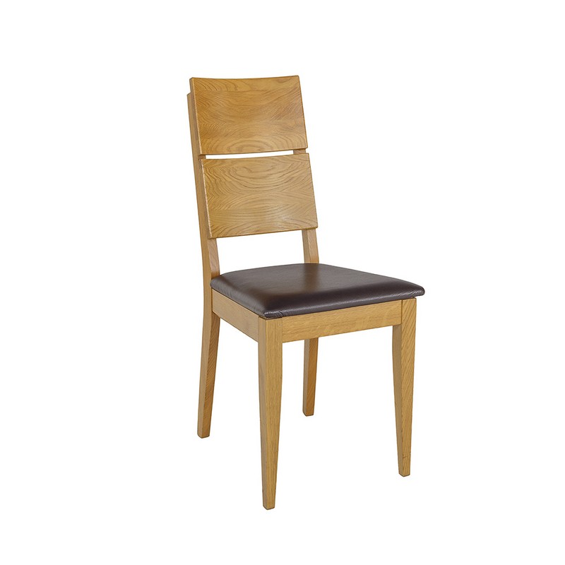 Krzesło dębowe KT373 Naturalny/Skóra DREWMAX