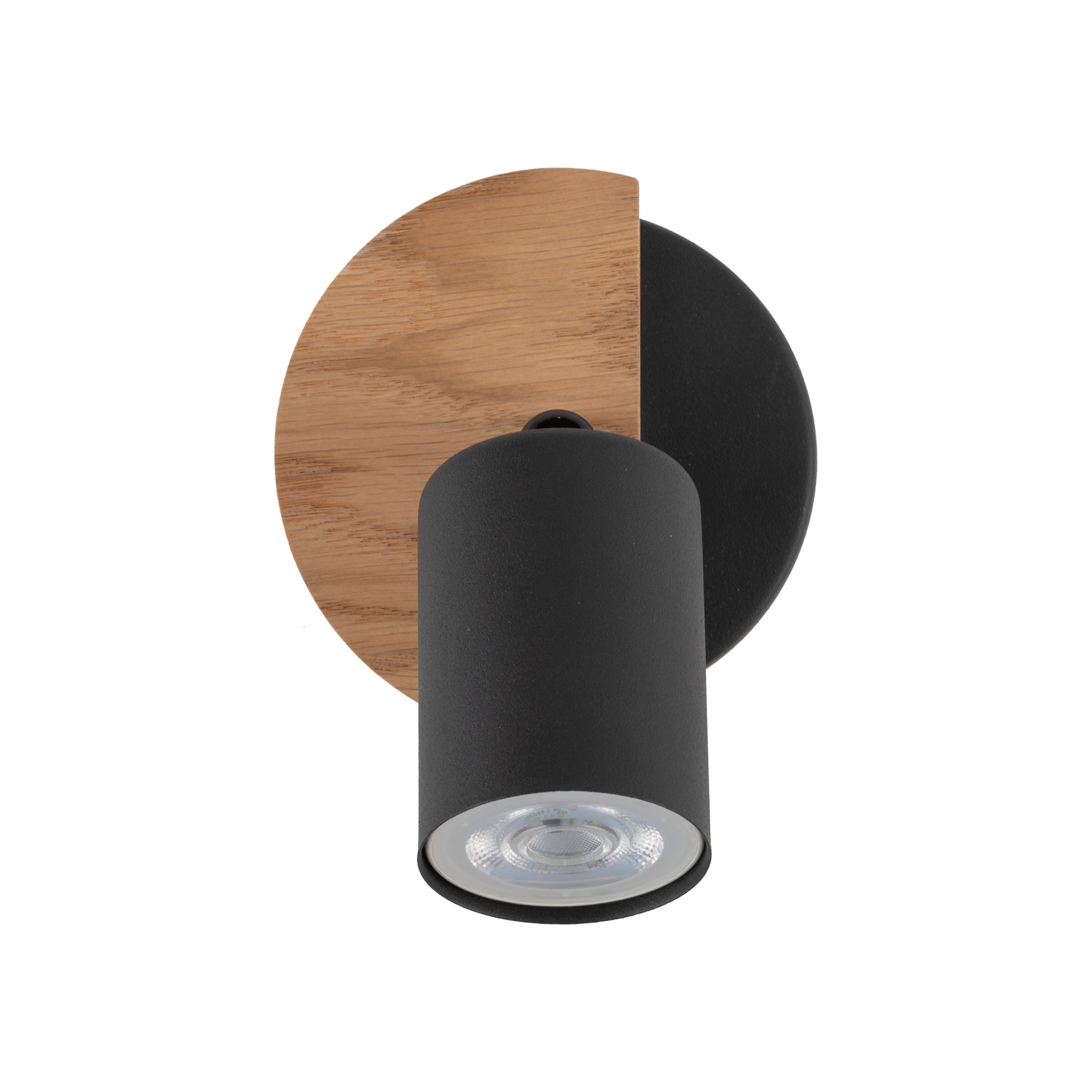 Lampa sufitowa / Kinkiet COVER czarna z drewnianym elementem regulowana 15x14x11cm - TK_4673