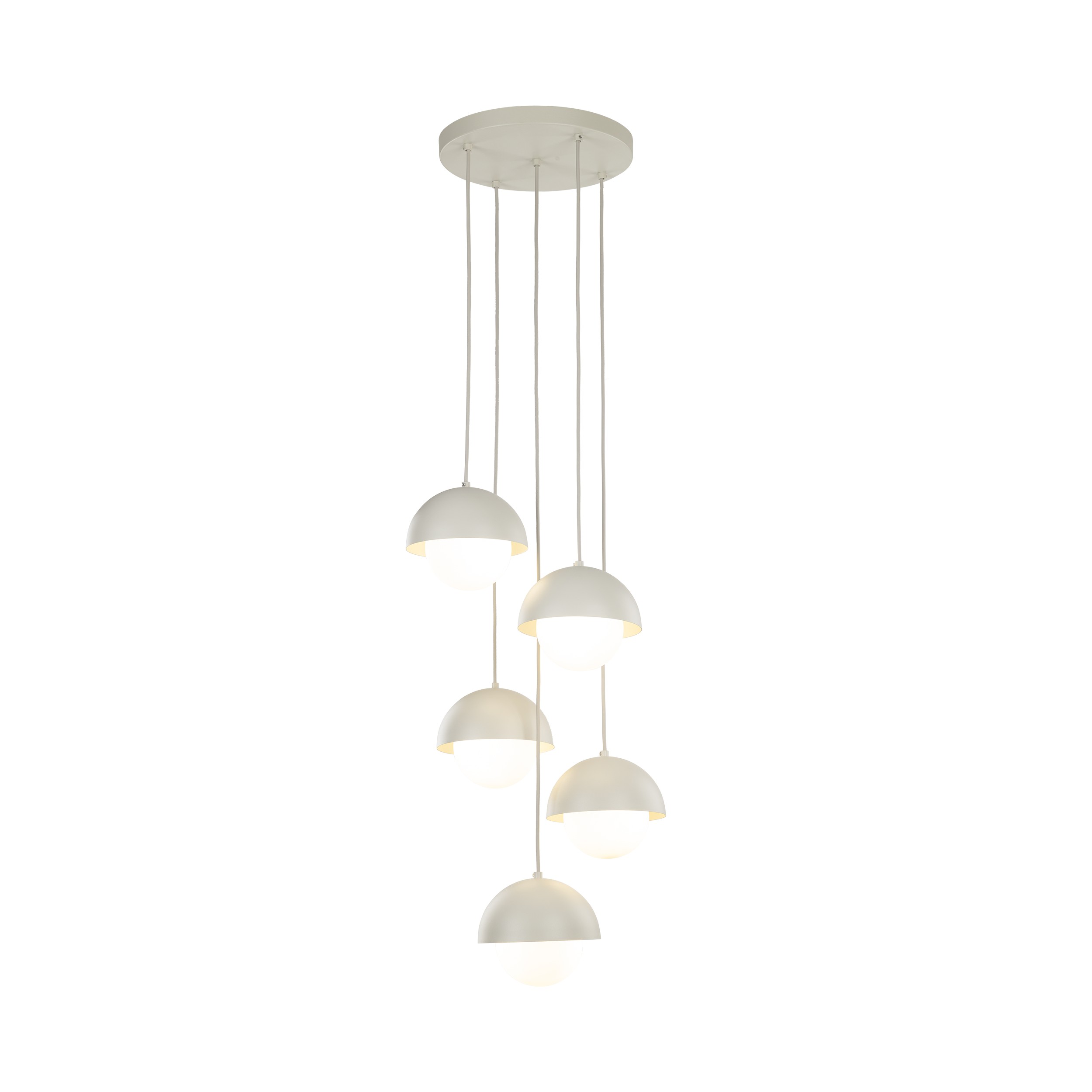 Lampa wisząca BONO beżowa z białymi okrągłymi szklanymi kloszami 140x32cm - TK_10214