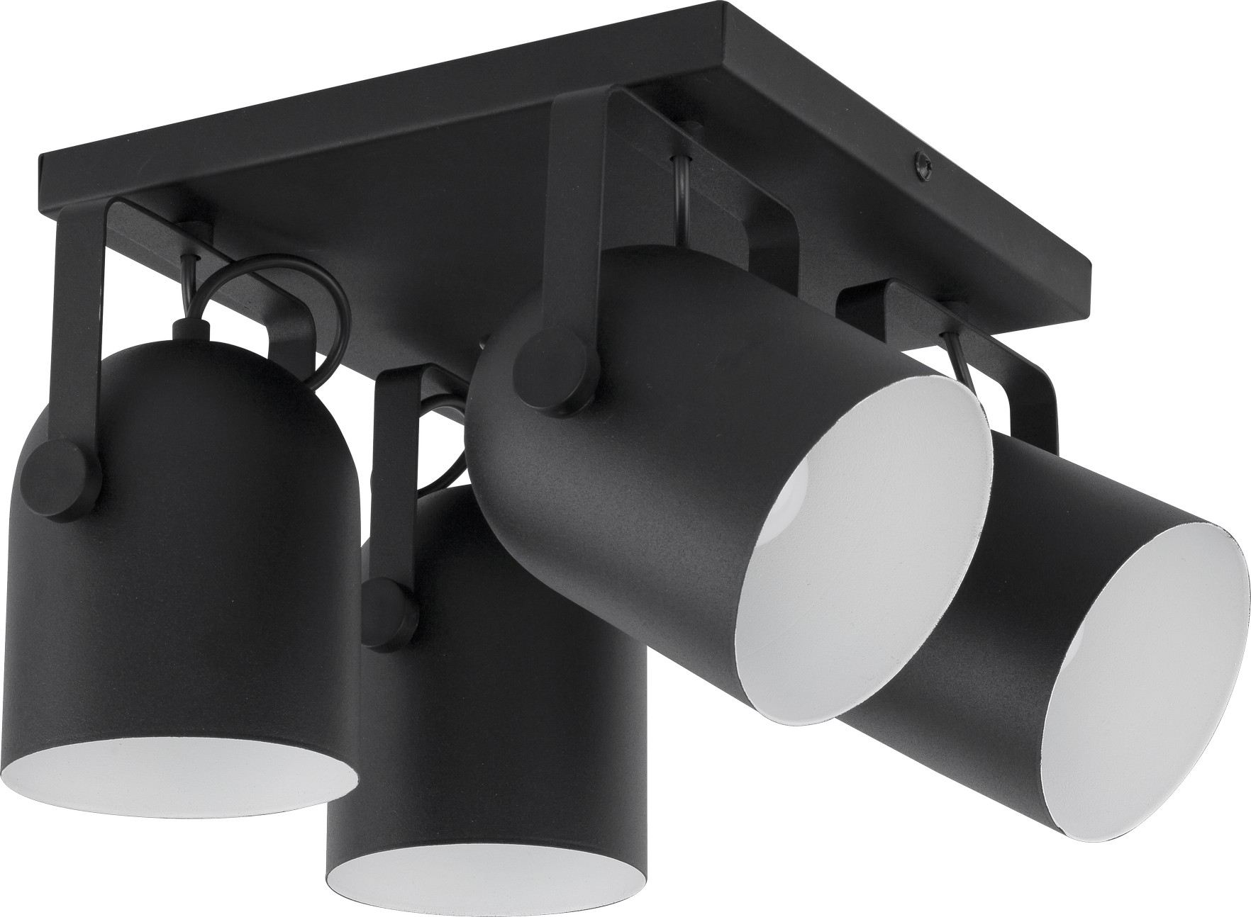 Lampa sufitowa SPECTRA czarna z białym wnętrzem regulowana na kwadratowej podstawie 34x20cm