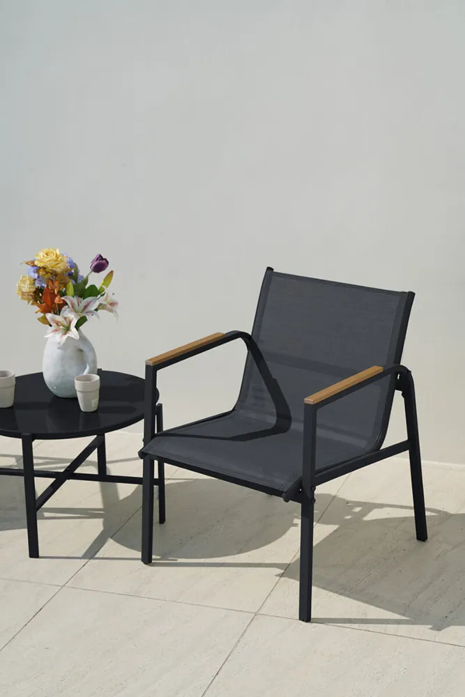 Zestaw ogrodowy MANGO BALCONY 2 fotele + stolik kawowy - czarny - FG007085