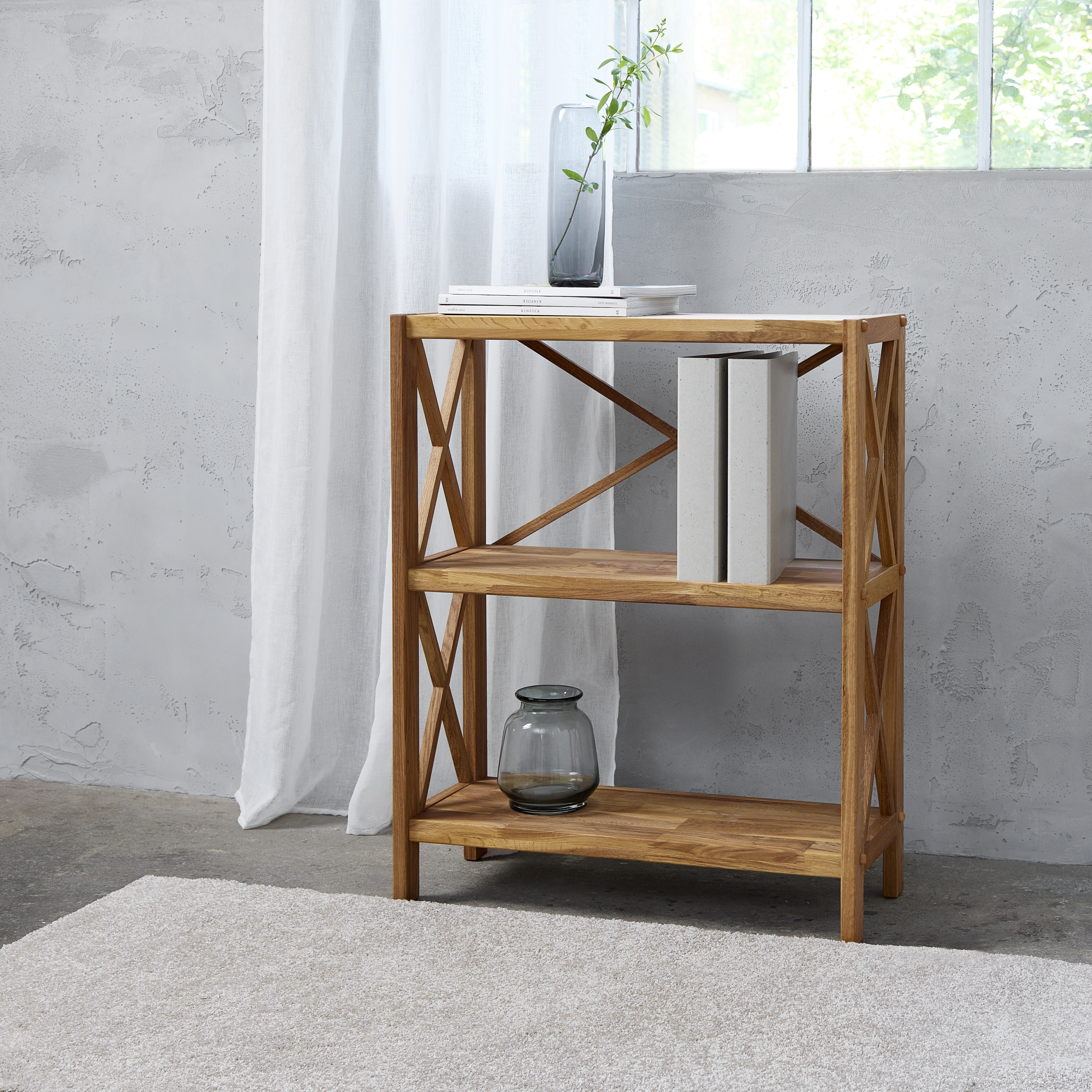 Regał niski X-SHELF wys.87 cm - dąb olejowany - UN_55330800
