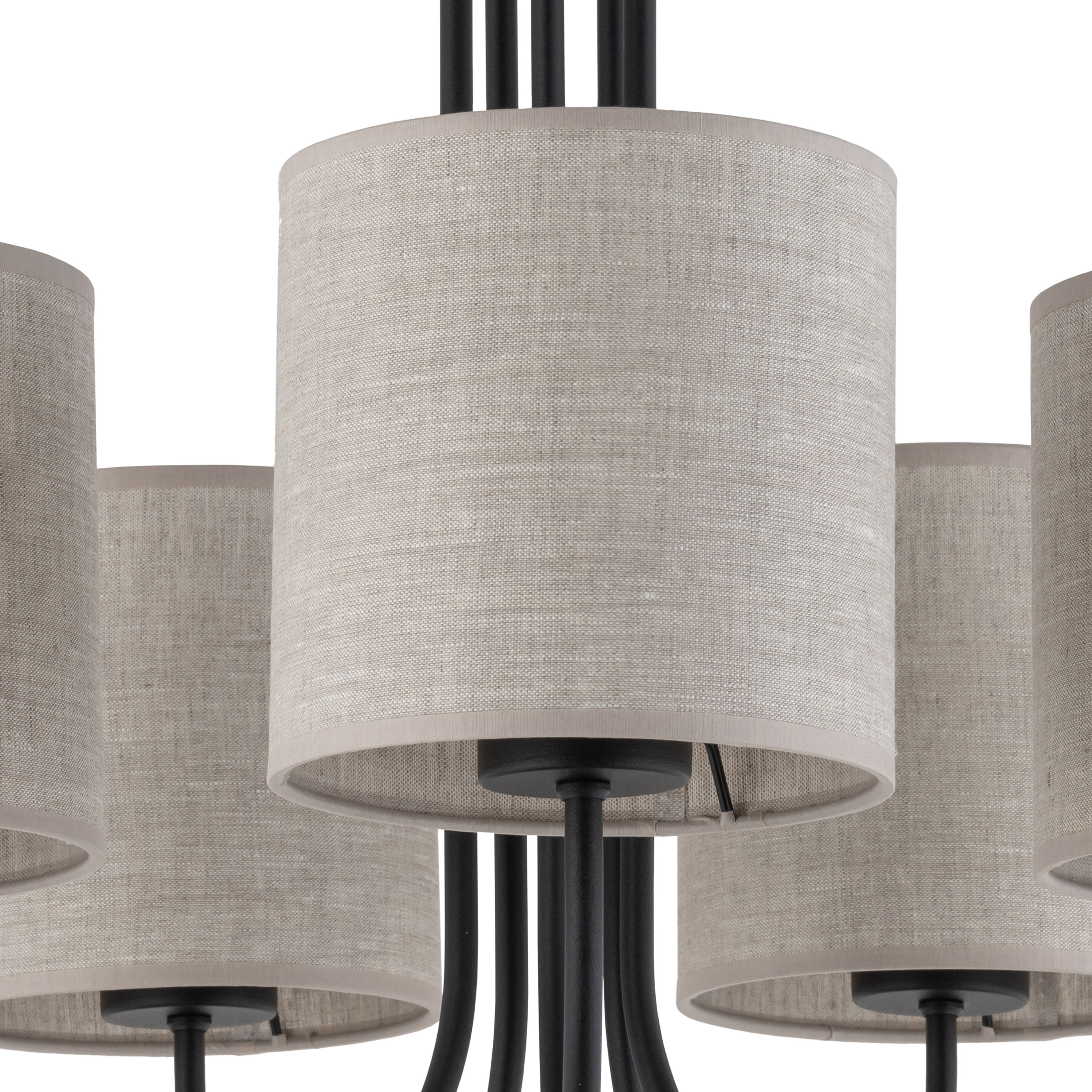 Lampa sufitowa TORENS NATURE czarna z brązowymi okrągłymi kloszami z tkaniny 60x49cm - TK_4632