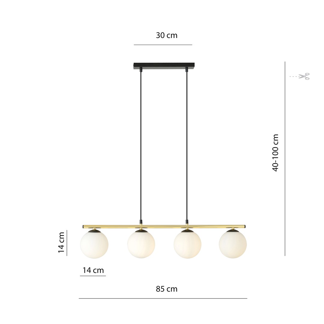 Lampa wisząca ALORA Czarny,Złoty 1254/4 - 1254/4