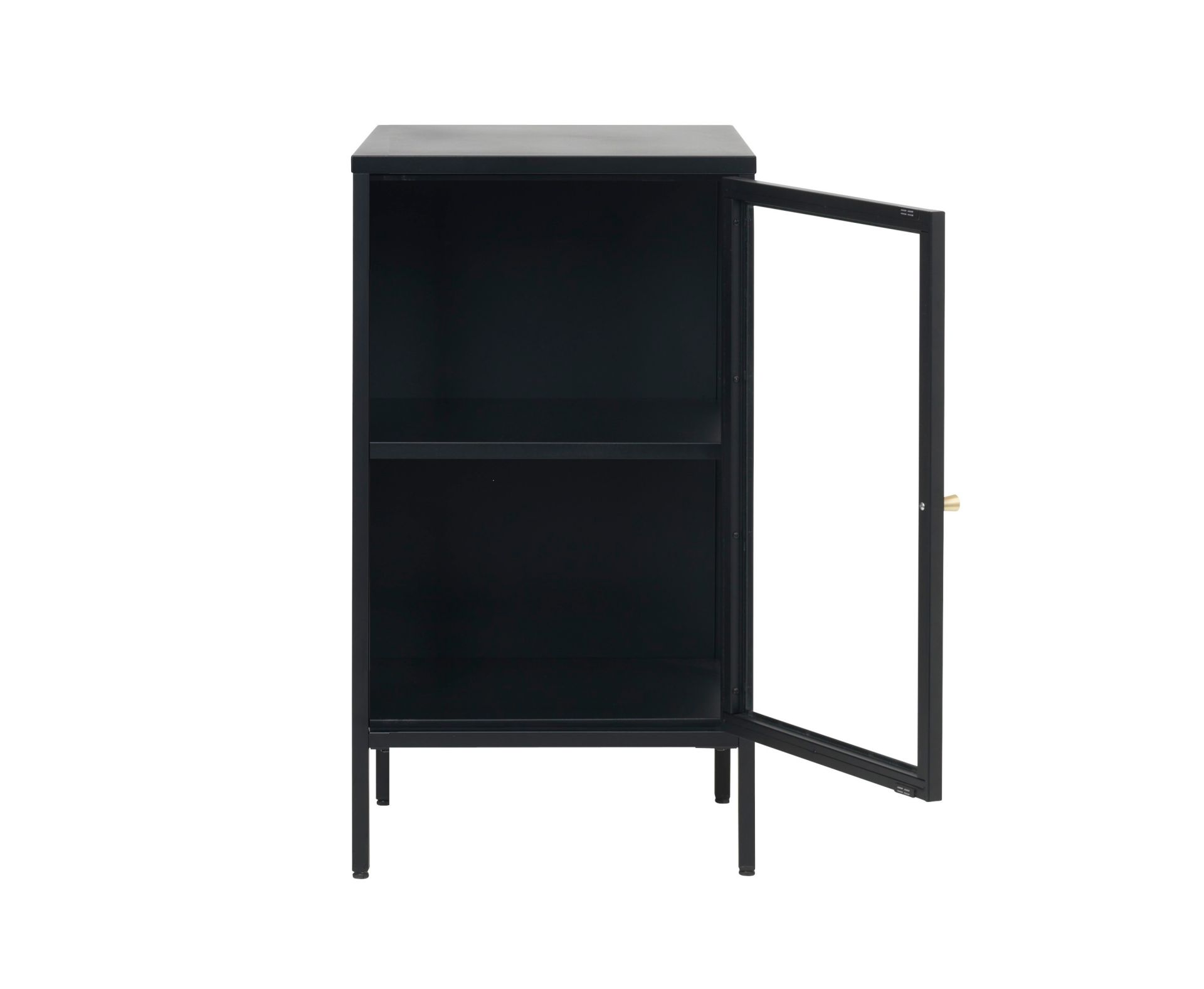 Szafka nocna 1-drzwiowa CARMEL z przeszklonymi drzwiami i bokami 45 cm  - czarna - UN_43170600