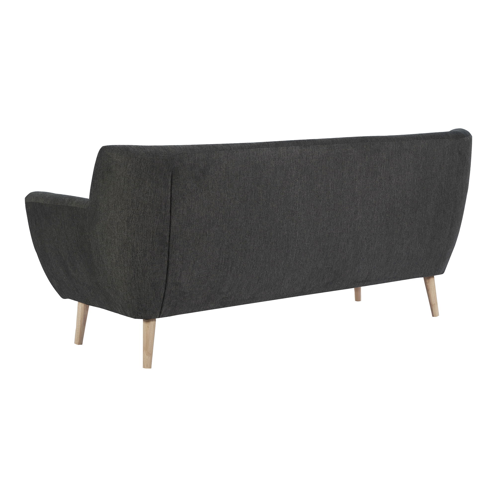 Sofa wypoczynkowa 3-osobowa MONTE - ciemnoszara z nogami z naturalnego drewna - 1301537