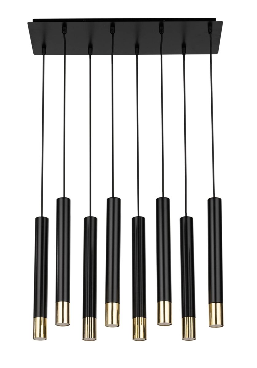 SOPEL GRAND 8 czarny/złoty lampa wisząca