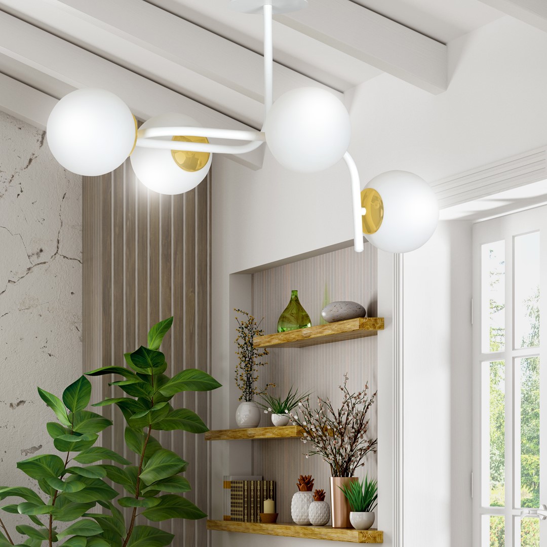 Lampa sufitowa RAGNAR Biały/Złoty 1033/4A - 1033/4A