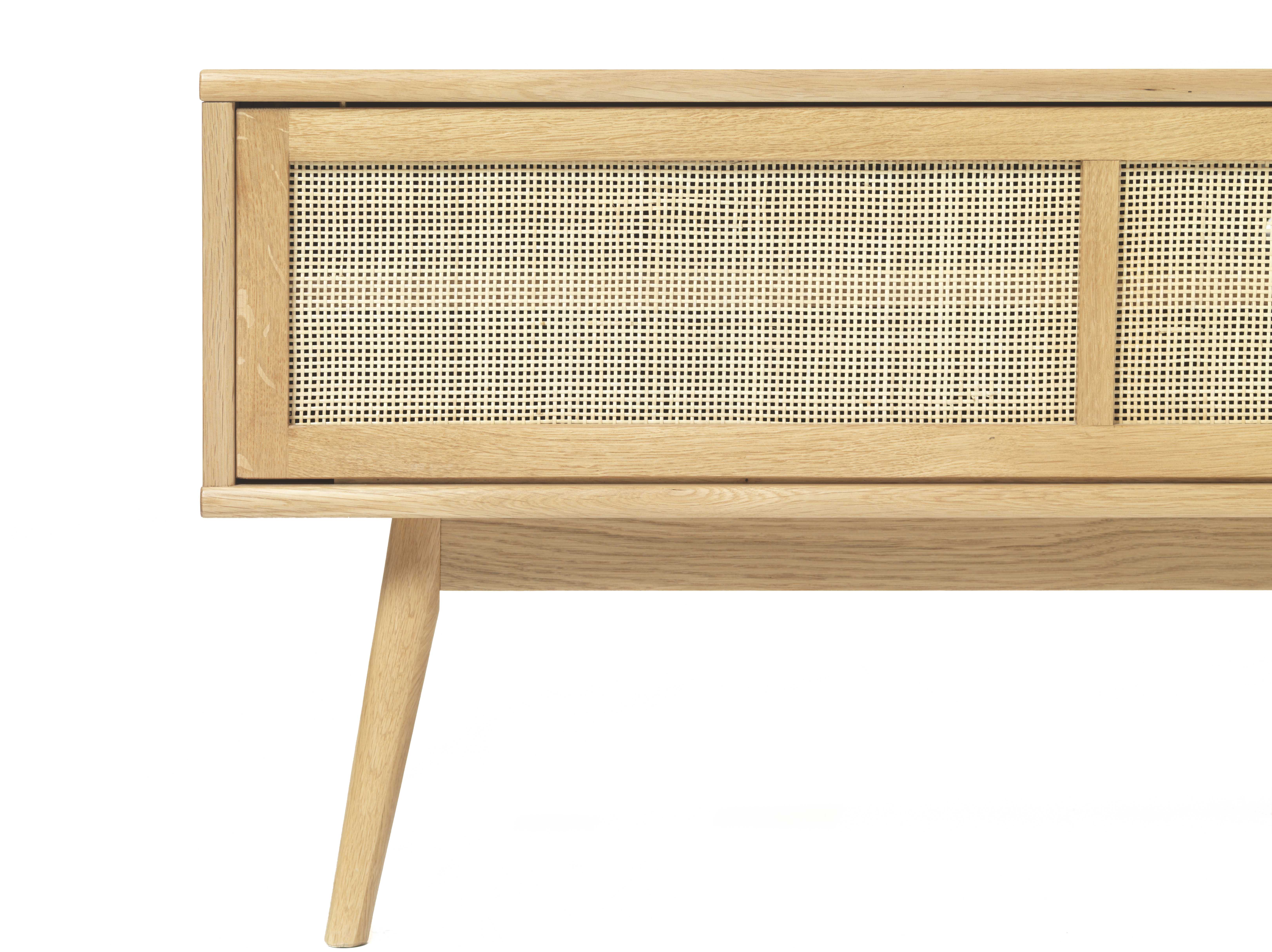 Szafka RTV 1-drzwiowa BARRALI z rattanem 150 cm - kolor: naturalny - UN_46730200