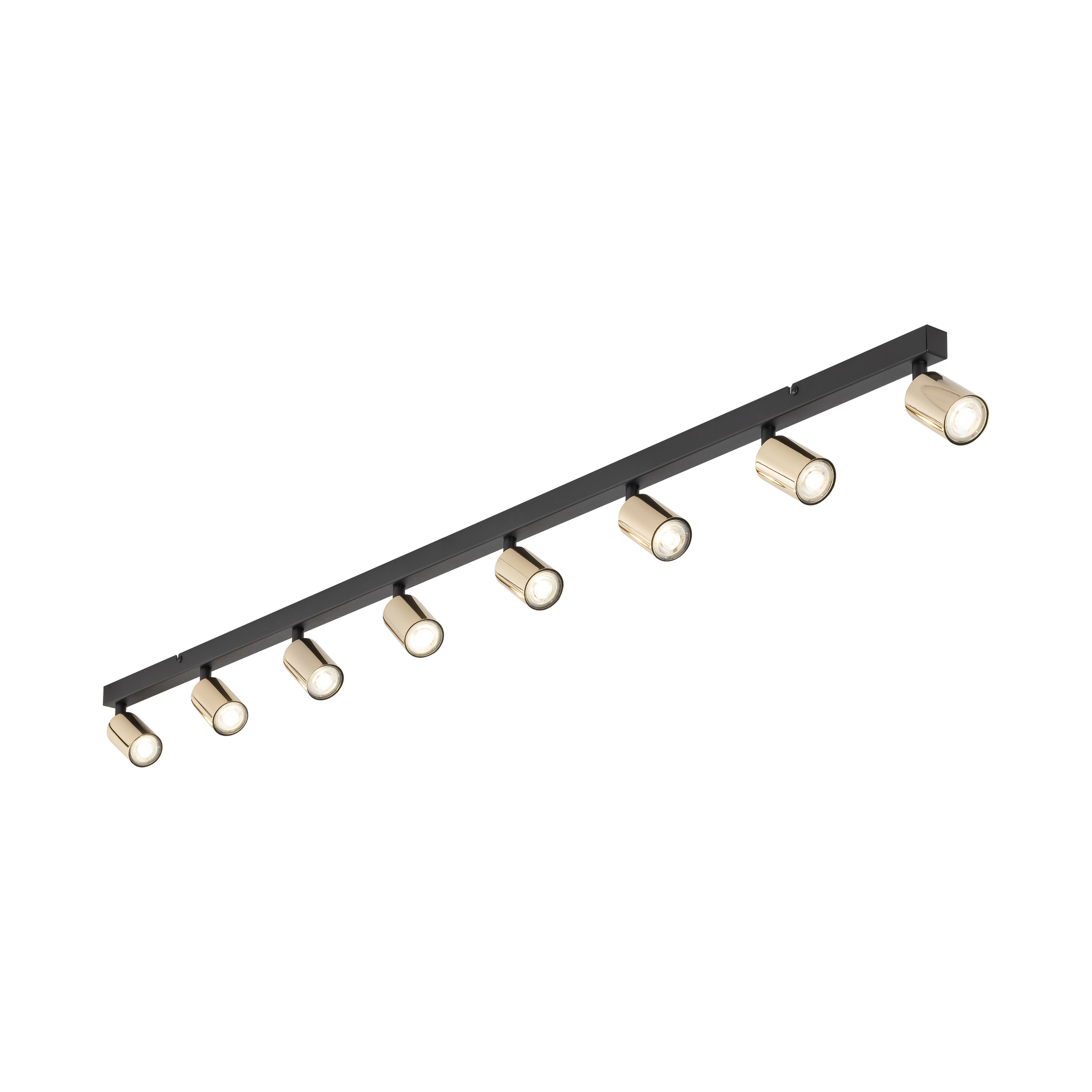 Lampa sufitowa TOP czarna ze złotymi regulowanymi reflektorami 170x19x15cm - TK_5997