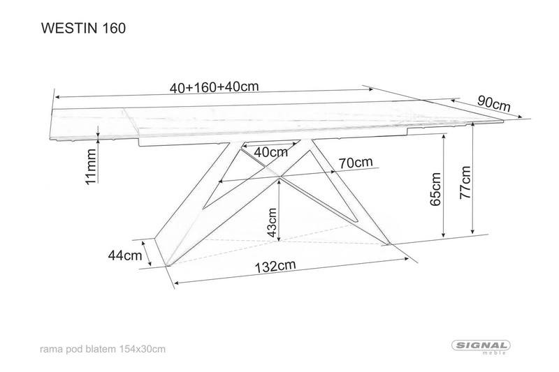 STÓŁ WESTIN CERAMIC BRĄZ EFEKT DREWNA / CZARNY MAT (180-260)X90 Signal - WESTINBRC180