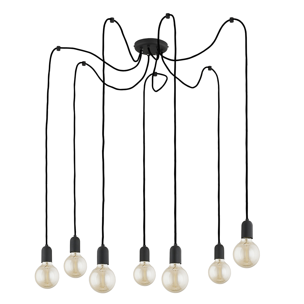 Lampa wisząca QUALLE czarna z dodatkowymi zaczepami 130x70cm
