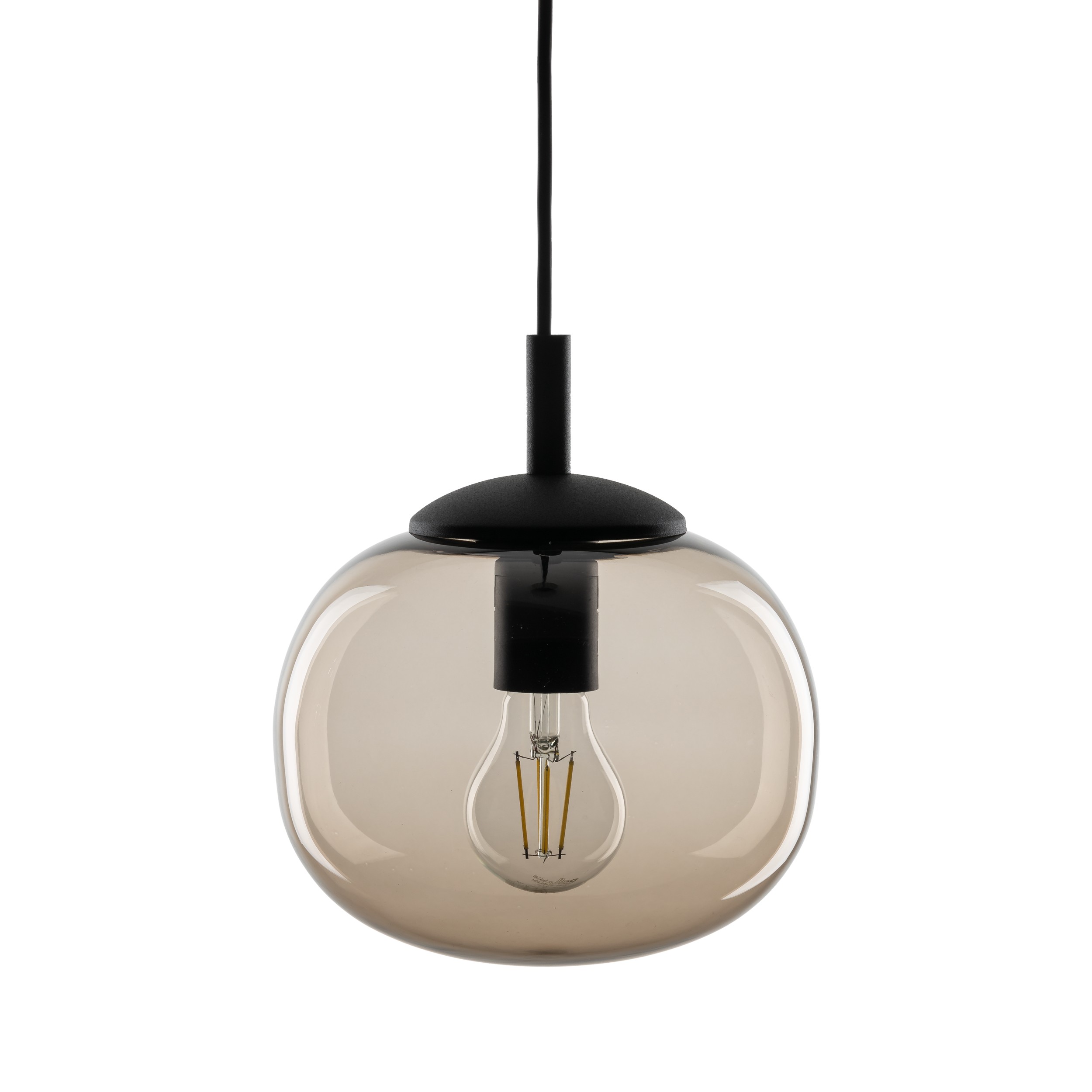 Lampa wisząca VIBE czarna z dymionym okrągłym szklanym kloszem 160x20cm - TK_5826