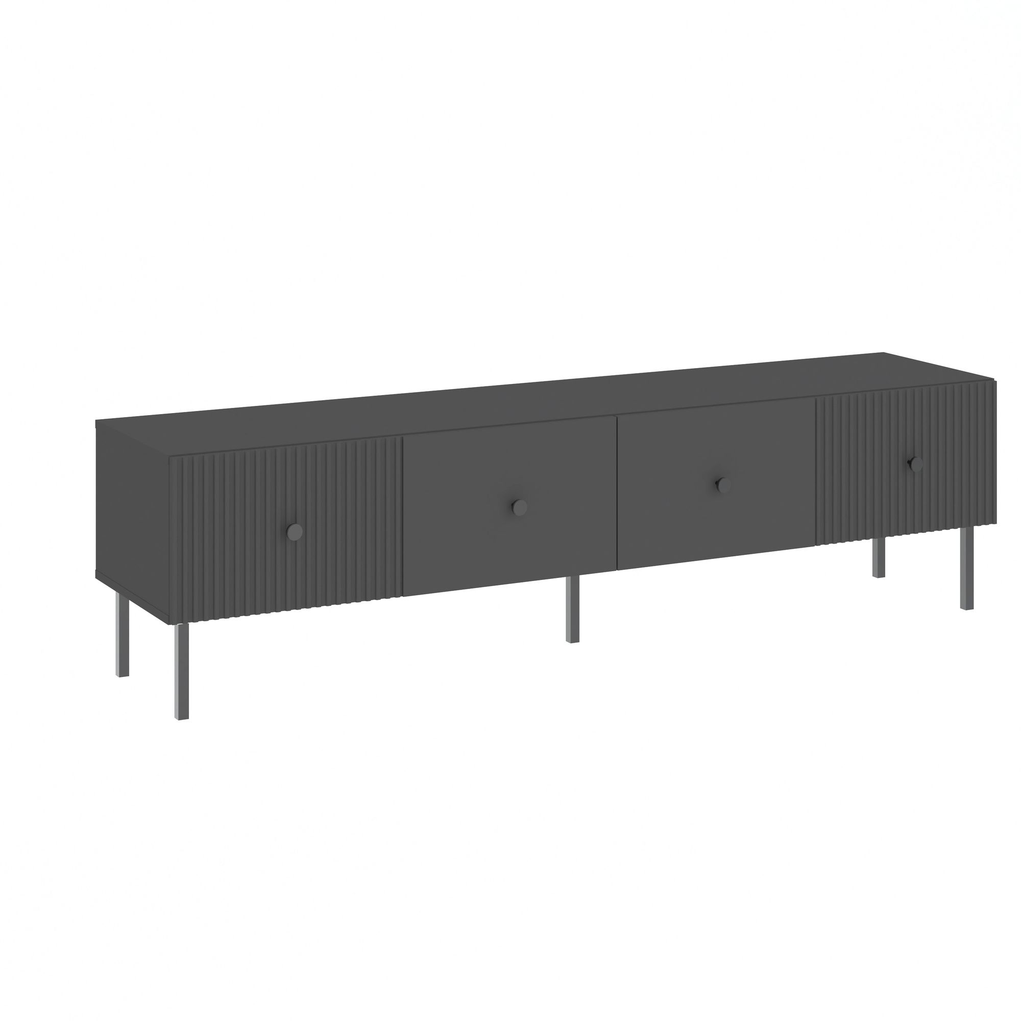 Szafka RTV 2-drzwiowa VIENA ryflowany front antracyt - INT_5003206