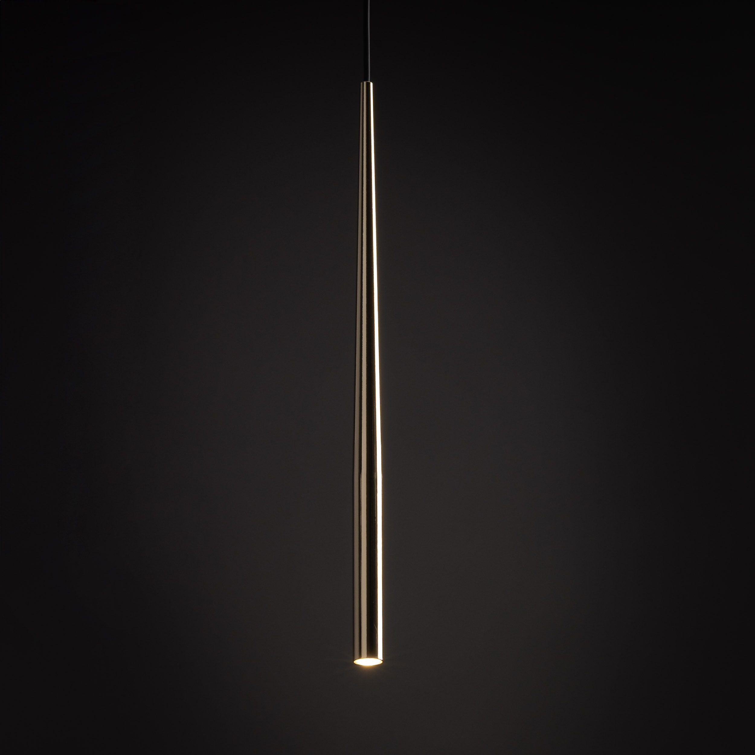 Lampa wisząca PIANO czarna złota podłużna smukła 139x5cm - TK_10116