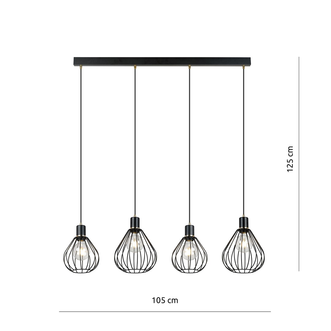 Lampa wisząca GINO Czarny/Złoty 1222/4 - 1222/4