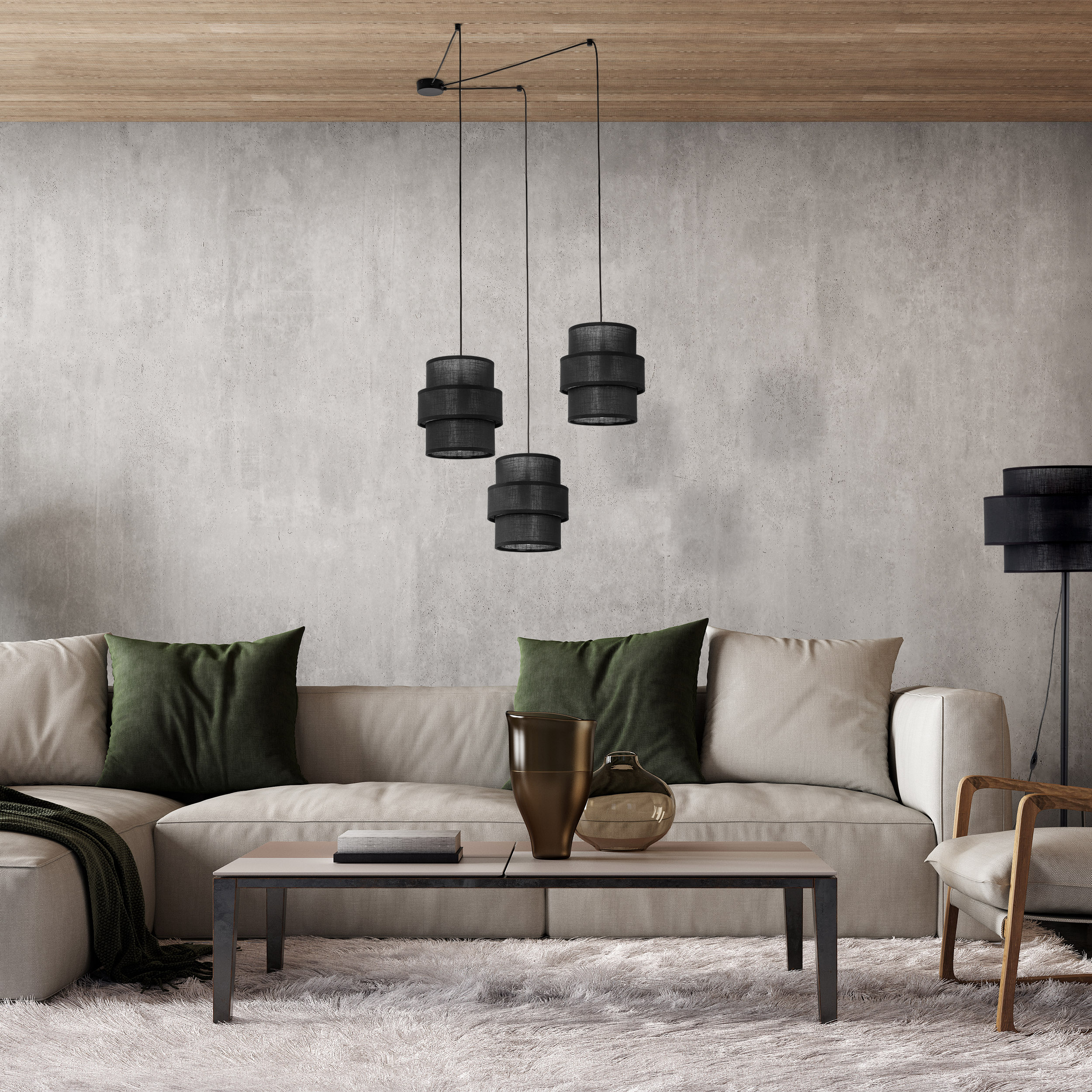 Lampa wisząca CALISTO czarna z dodatkowymi podwieszeniami 150cm - TK_5976