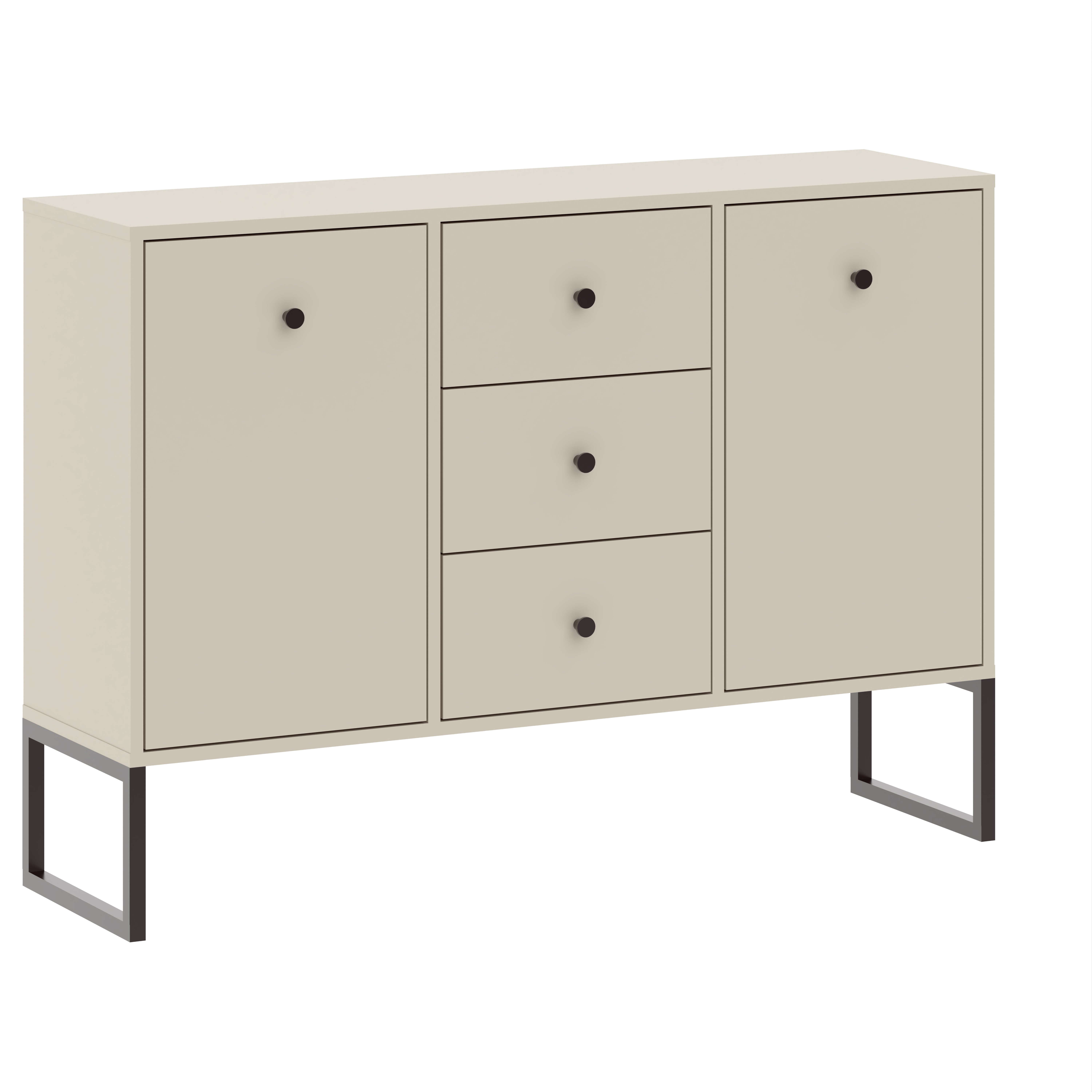 Komoda 2-drzwiowa z 3 szufladami LINEA kaszmirowa - INT_5003452