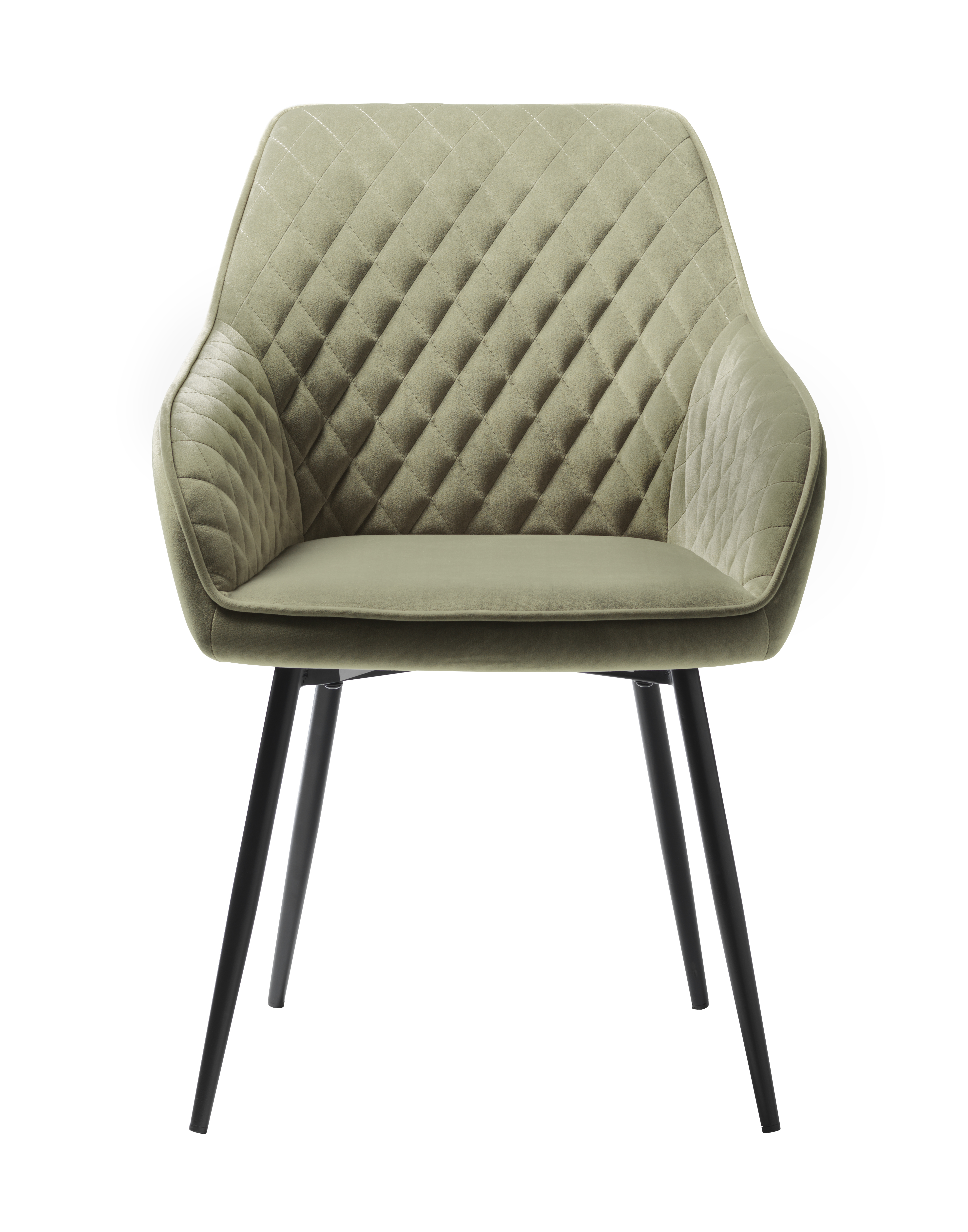 Krzesło z podłokietnikami MILTON Velvet pikowane - oliwkowe - UN_38460008