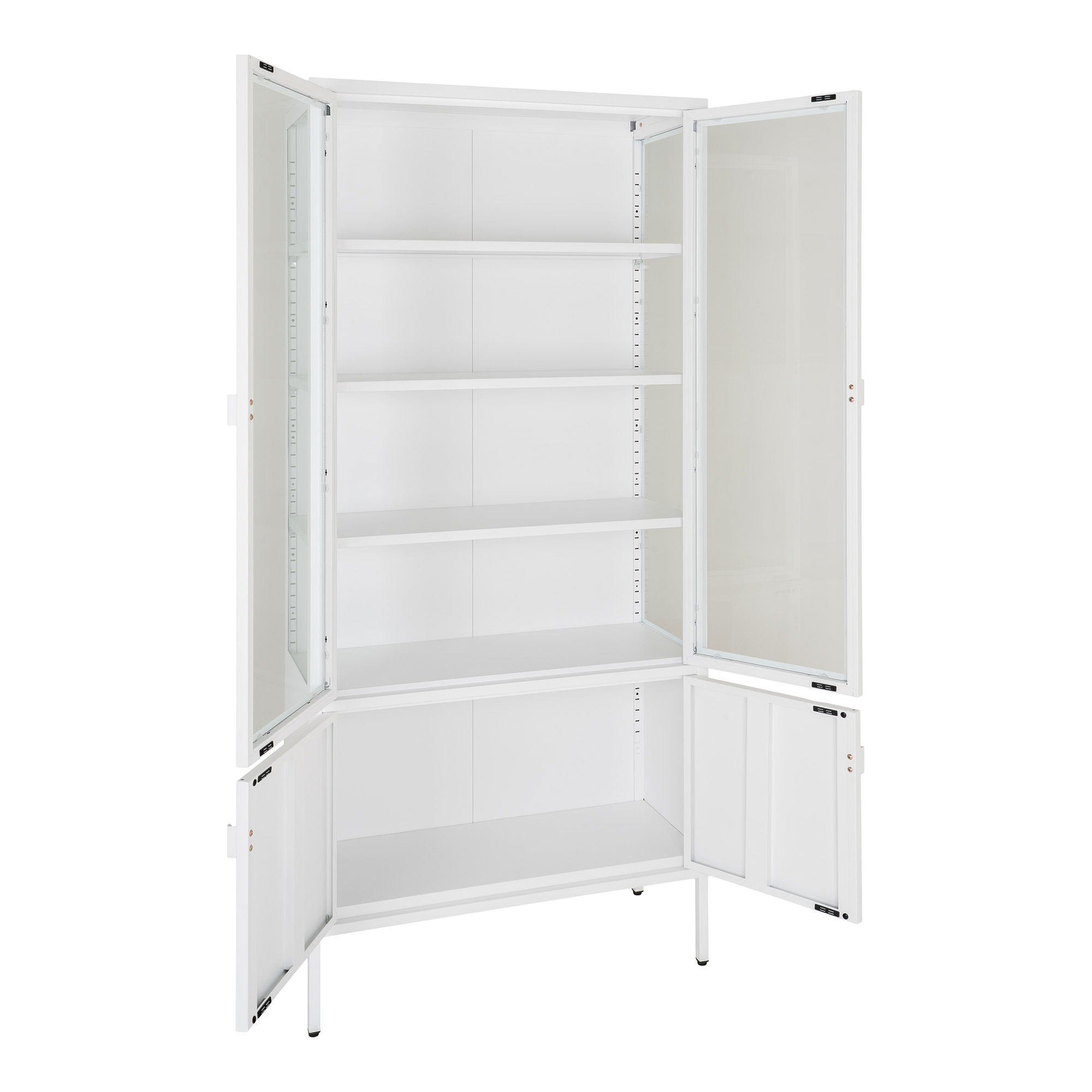 Witryna 4-drzwiowa BRISBANE przeszklone boki 80x35x180 cm - biała - 3001058