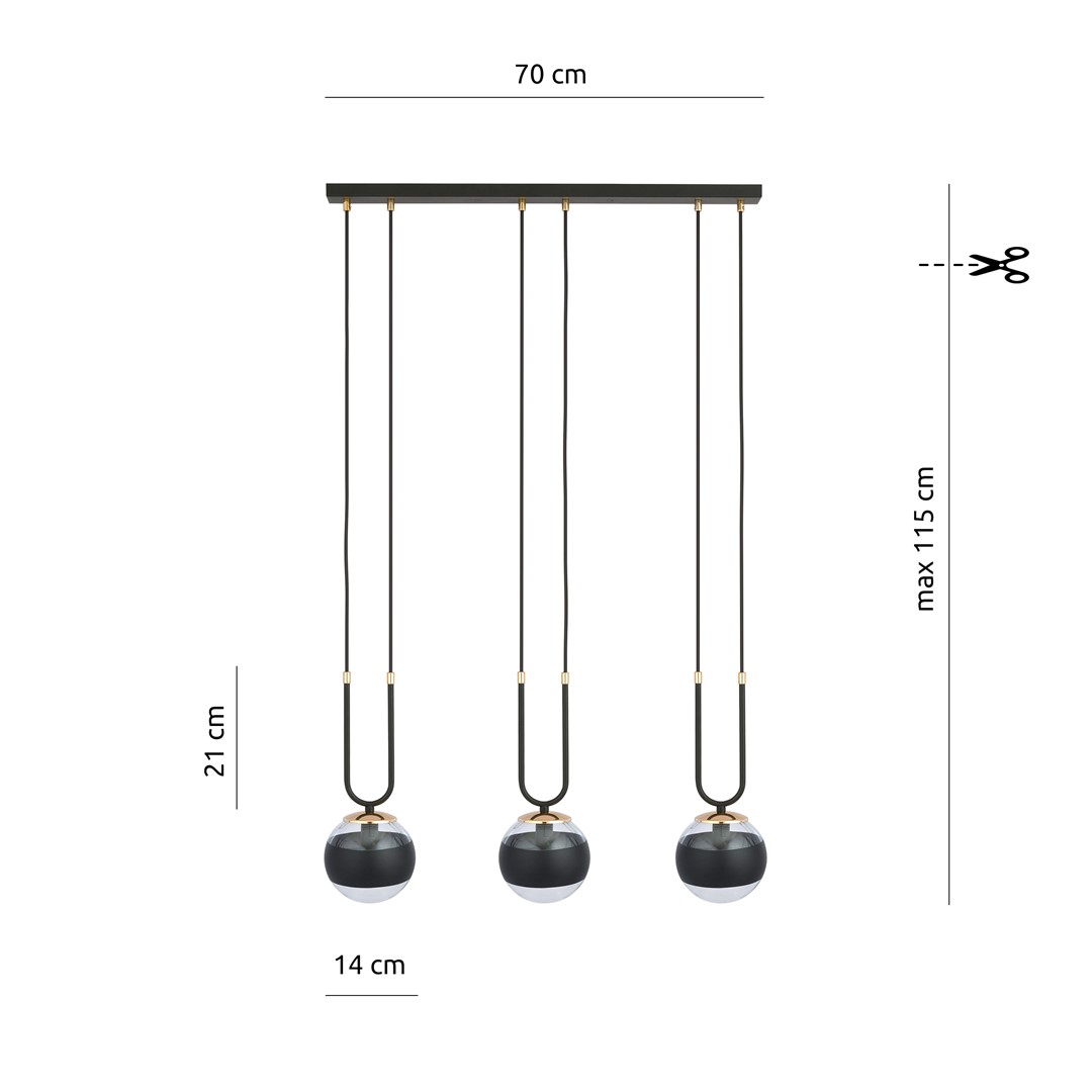 Lampa wisząca GLAM Czarny 1113/3 - 1113/3