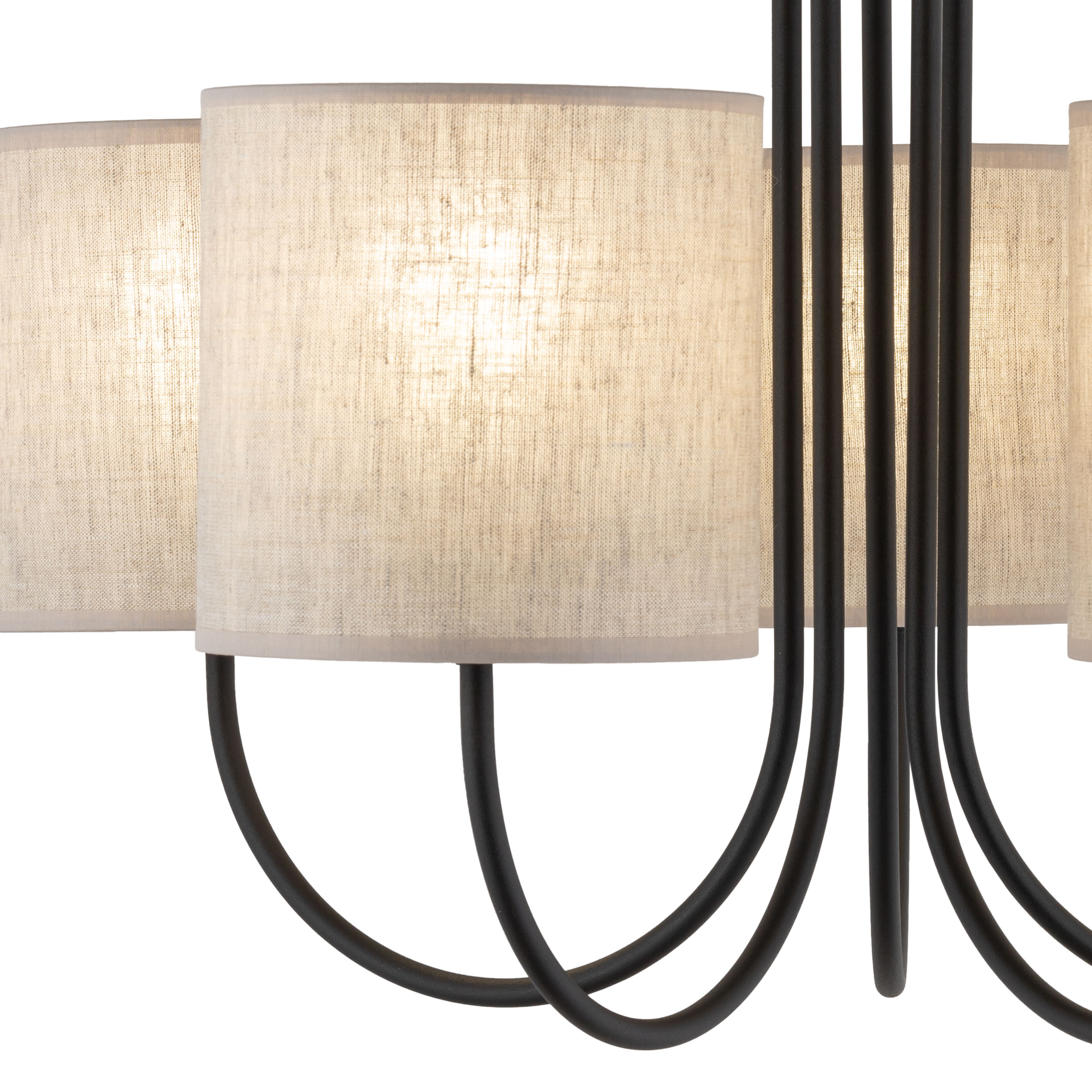 Lampa sufitowa TORENS NATURE czarna z brązowymi okrągłymi kloszami z tkaniny 60x49cm - TK_4632