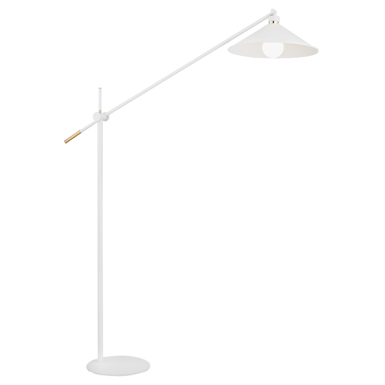 Lampa podłogowa NASHVILLE metalowa biała mosiądz regulowana 222x150cm