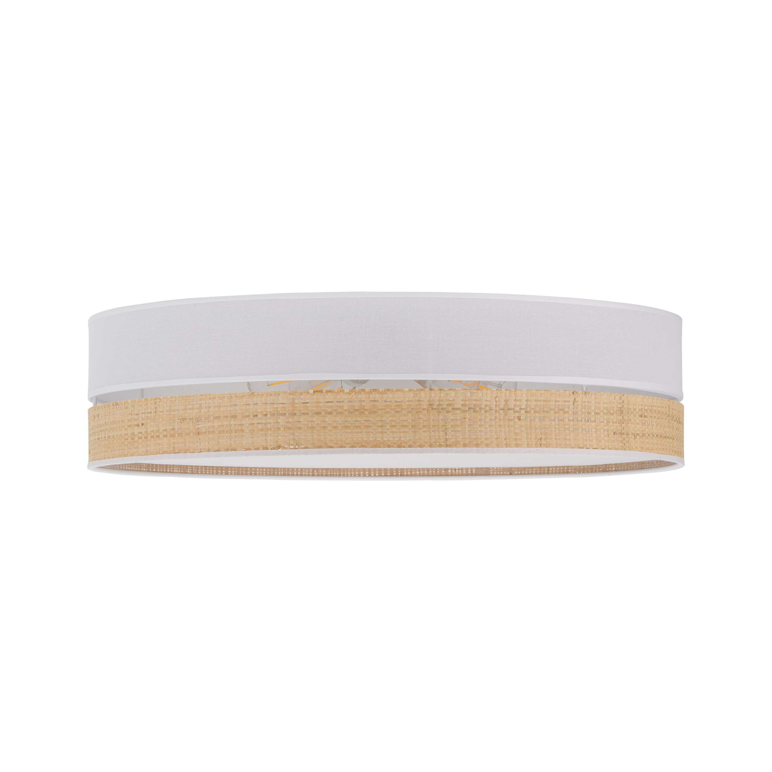 Lampa sufitowa PAGLIA biała z pierścieniem z tkaniny plecionki 45x15cm - TK_4764