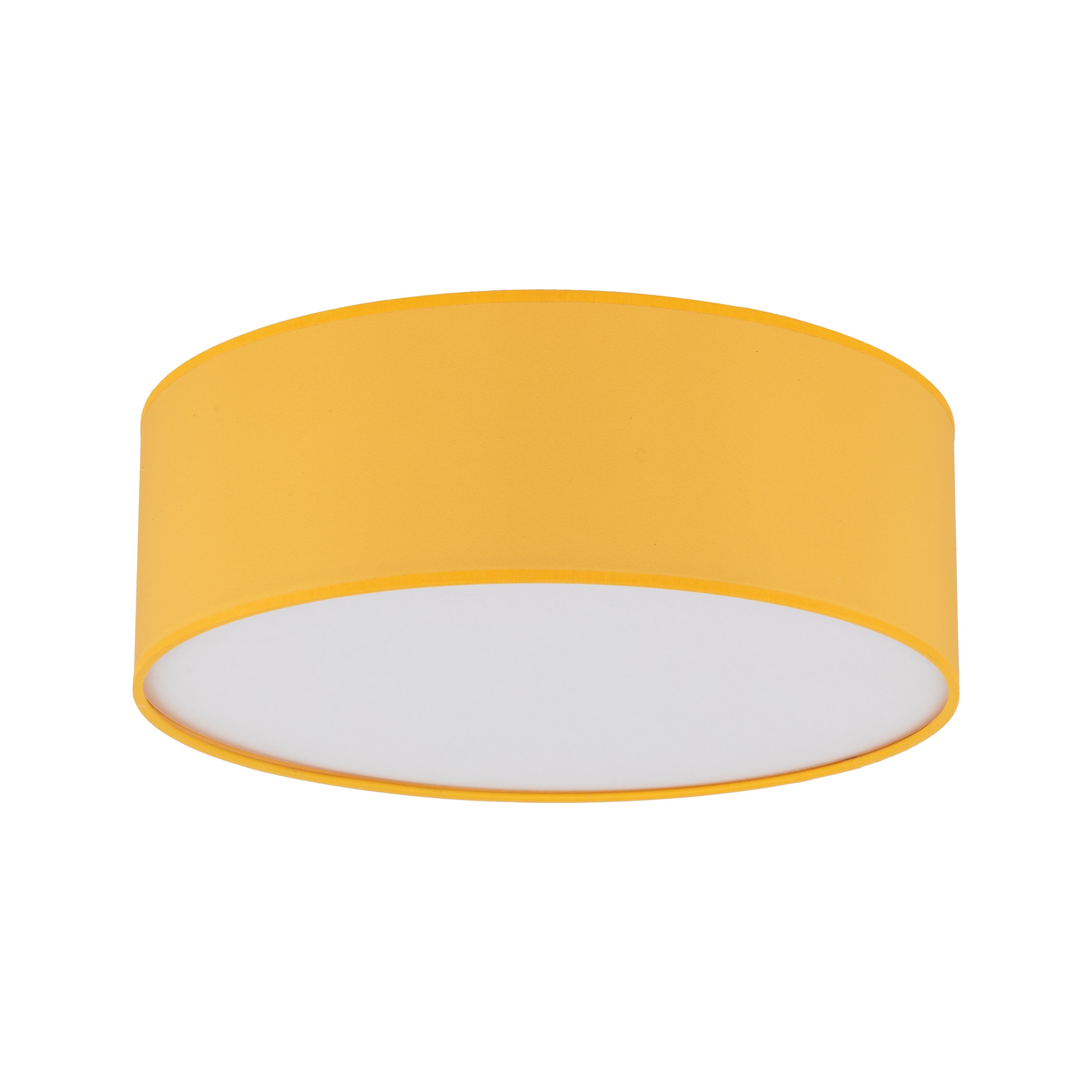 Lampa sufitowa NICOLA żółta z tkaniny z białym kloszem okrągła 38x14cm