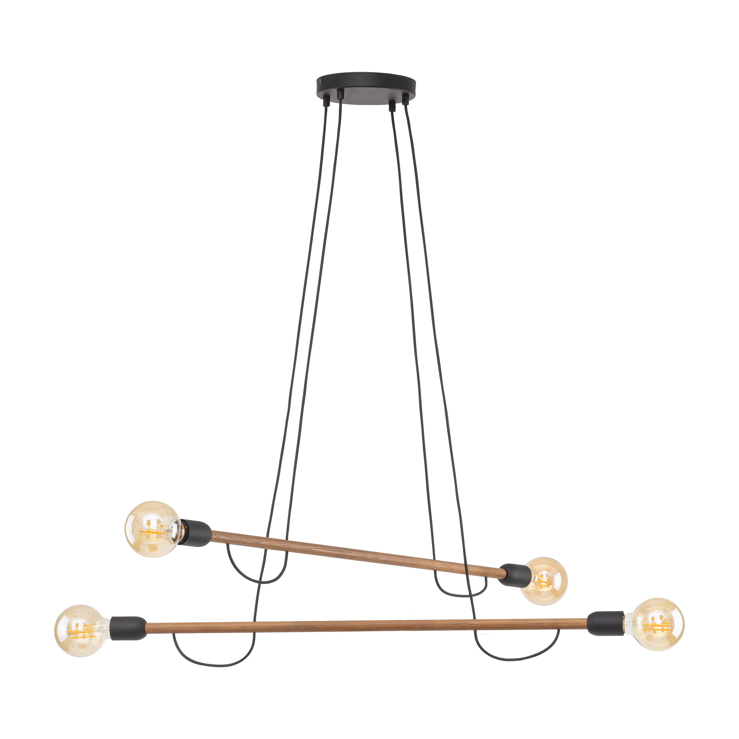 Lampa wisząca HELIX czarna z ciemnymi drewnianymi poprzeczkami z orzecha 130x93cm - TK_4949