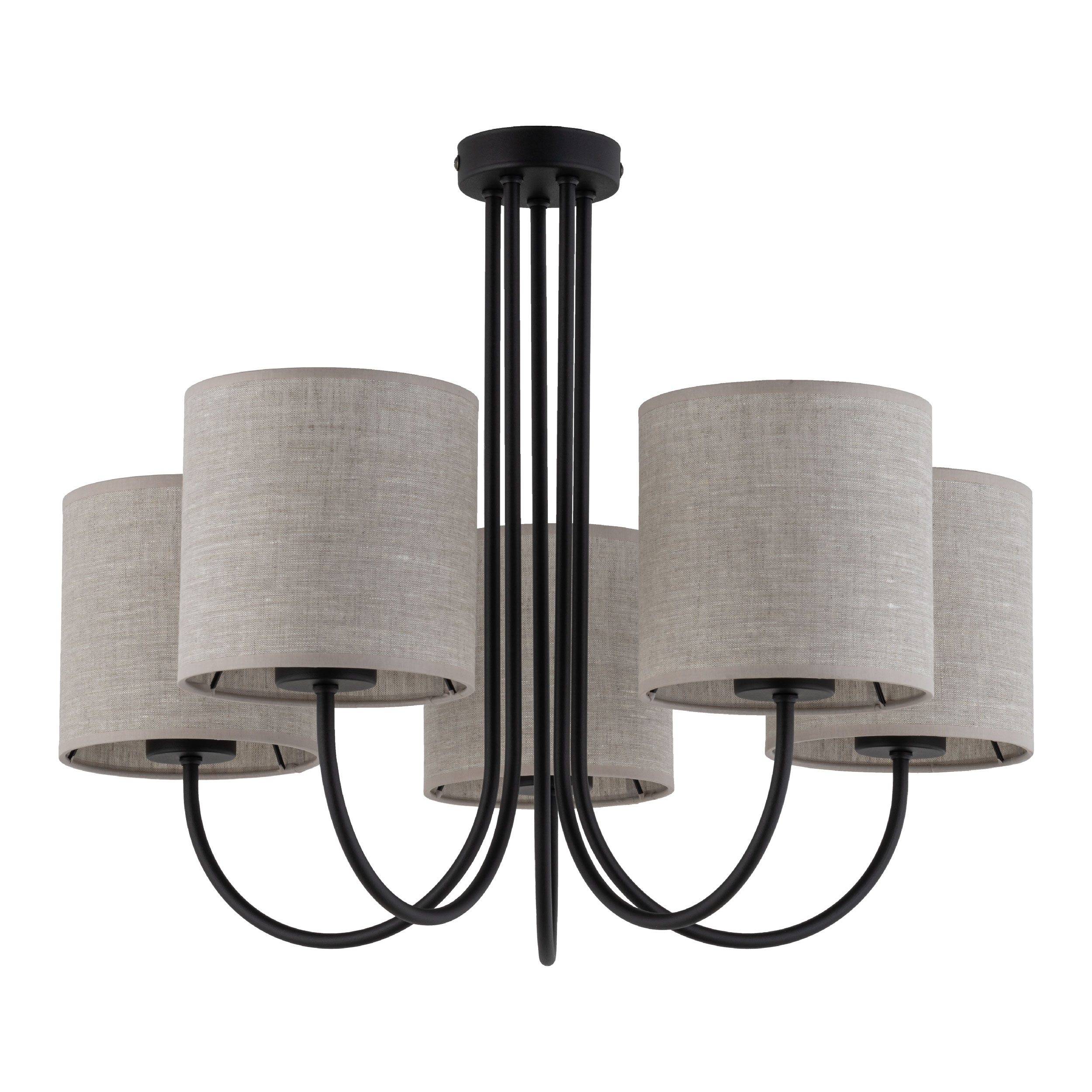 Lampa sufitowa TORENS NATURE czarna z brązowymi okrągłymi kloszami z tkaniny 60x49cm